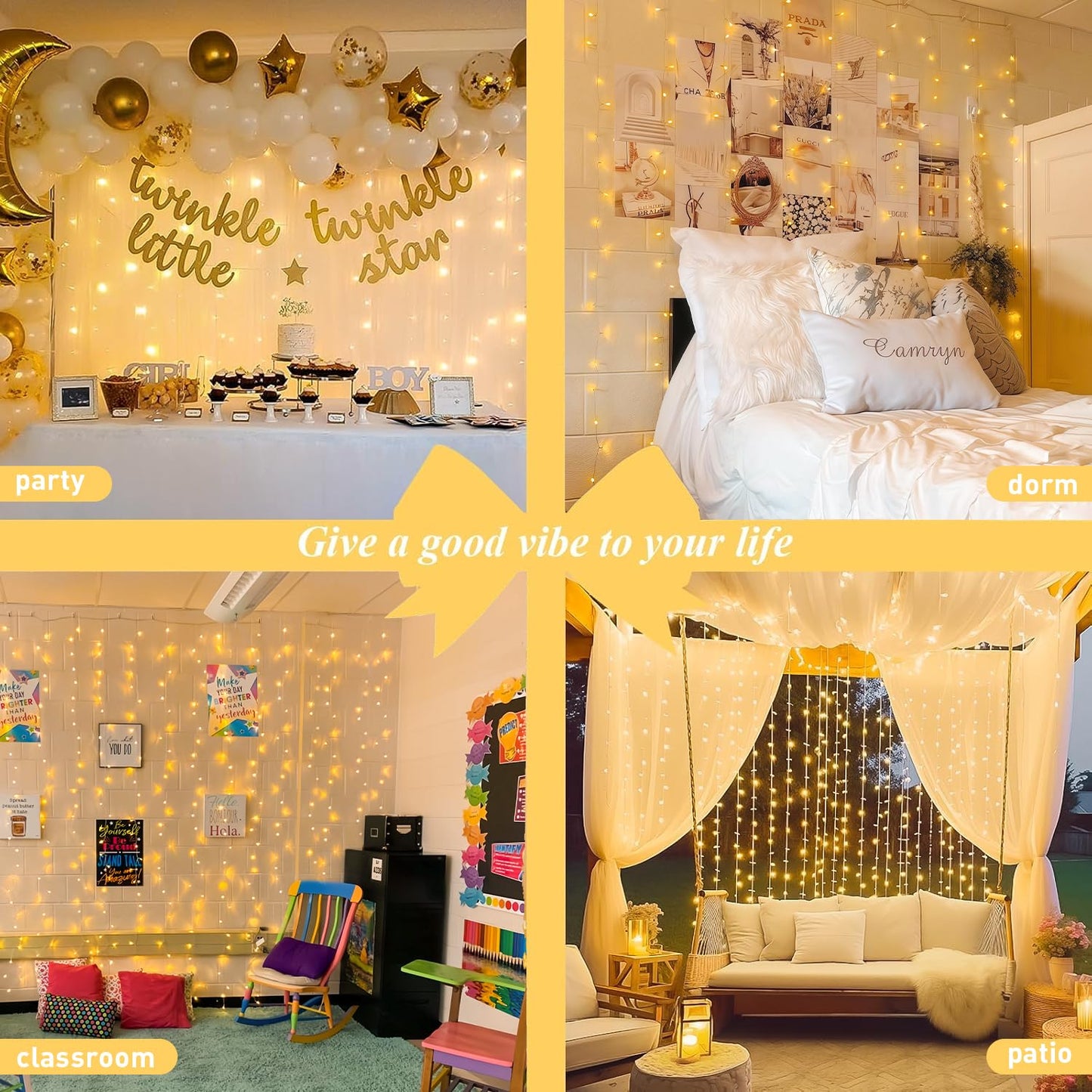 JMEXSUSS 300 LED Remote Control Christmas Curtain Lights, Plug in Fairy Curtain Lights Outdoor, Window Wall Hanging Curtain String Lights for Bedroom Backdrop Wedding Party Indoor Decor, Warm White