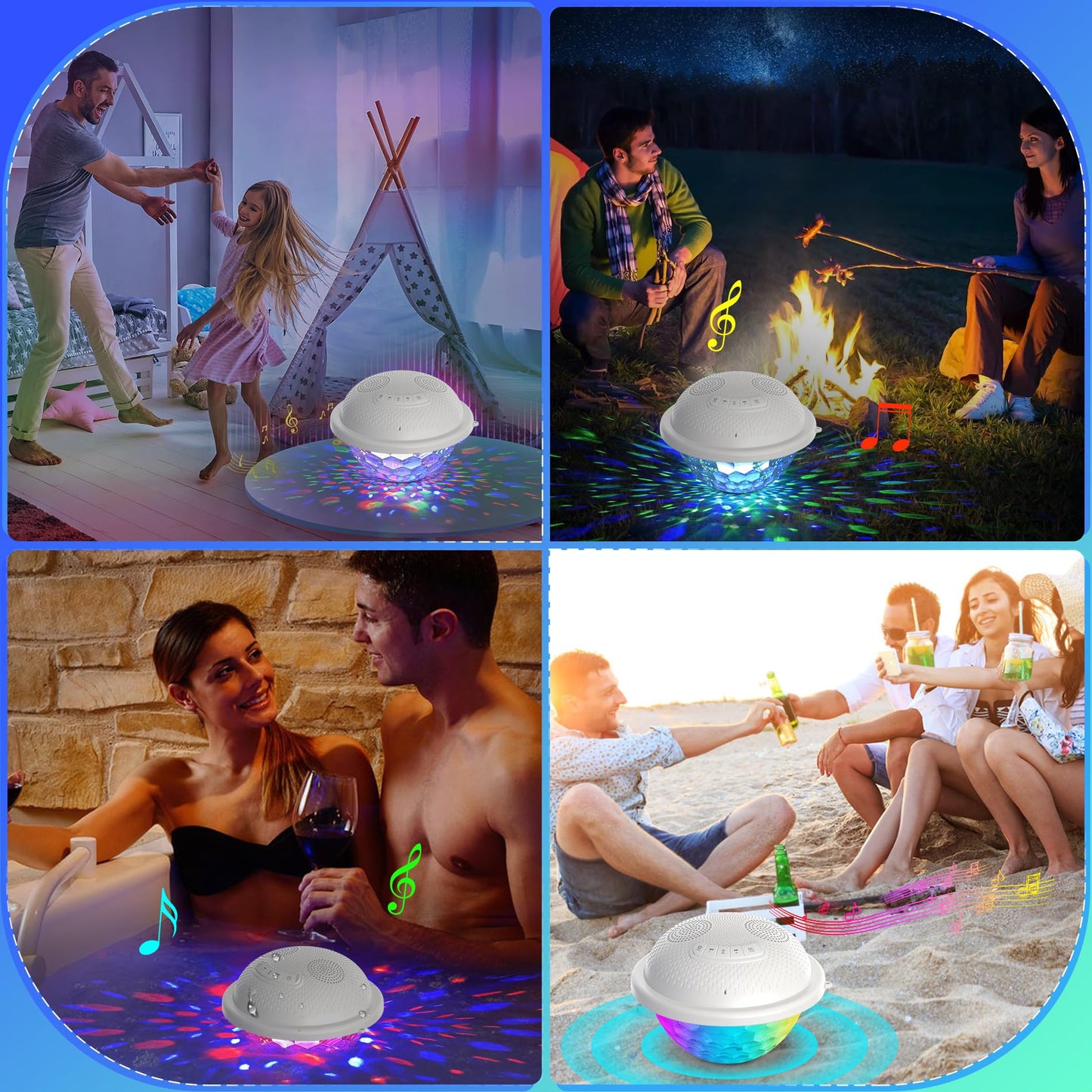 KingSom Bluetooth Pool Speaker,Floating Pools Speaker with Colorful Lights,Hot Tub Speakers IP68 Waterproof P ool Speakers,16W Loud Stereo Sound Bluetooth Speak er,TWS Pairing Floating Speake r-White