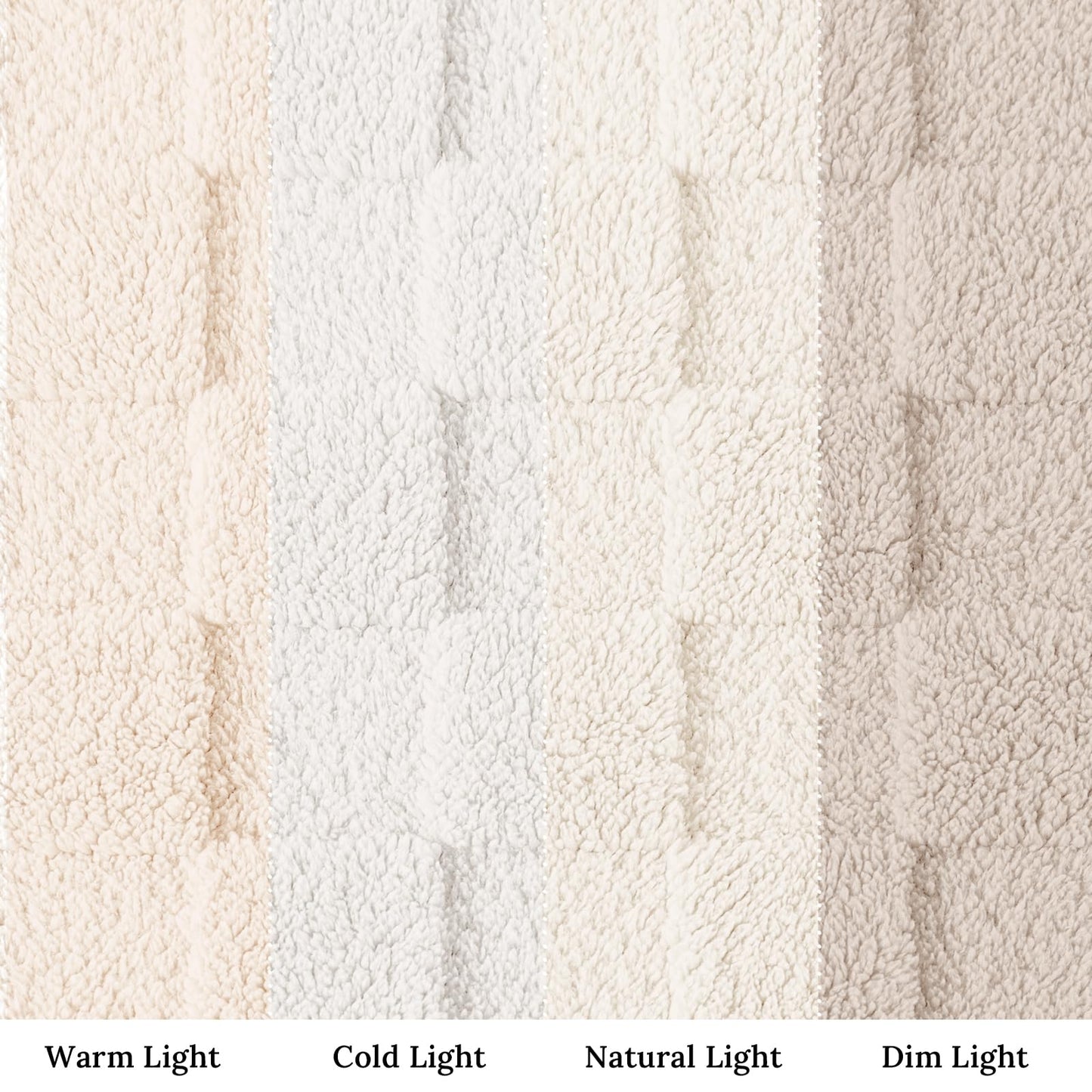 Exclusivo Mezcla Queen Size Flannel Fleece Blanket, Super Soft and Warm Lightweight Checkered Pattern Blankets for All Seasons, 90x90 Inches, Ivory