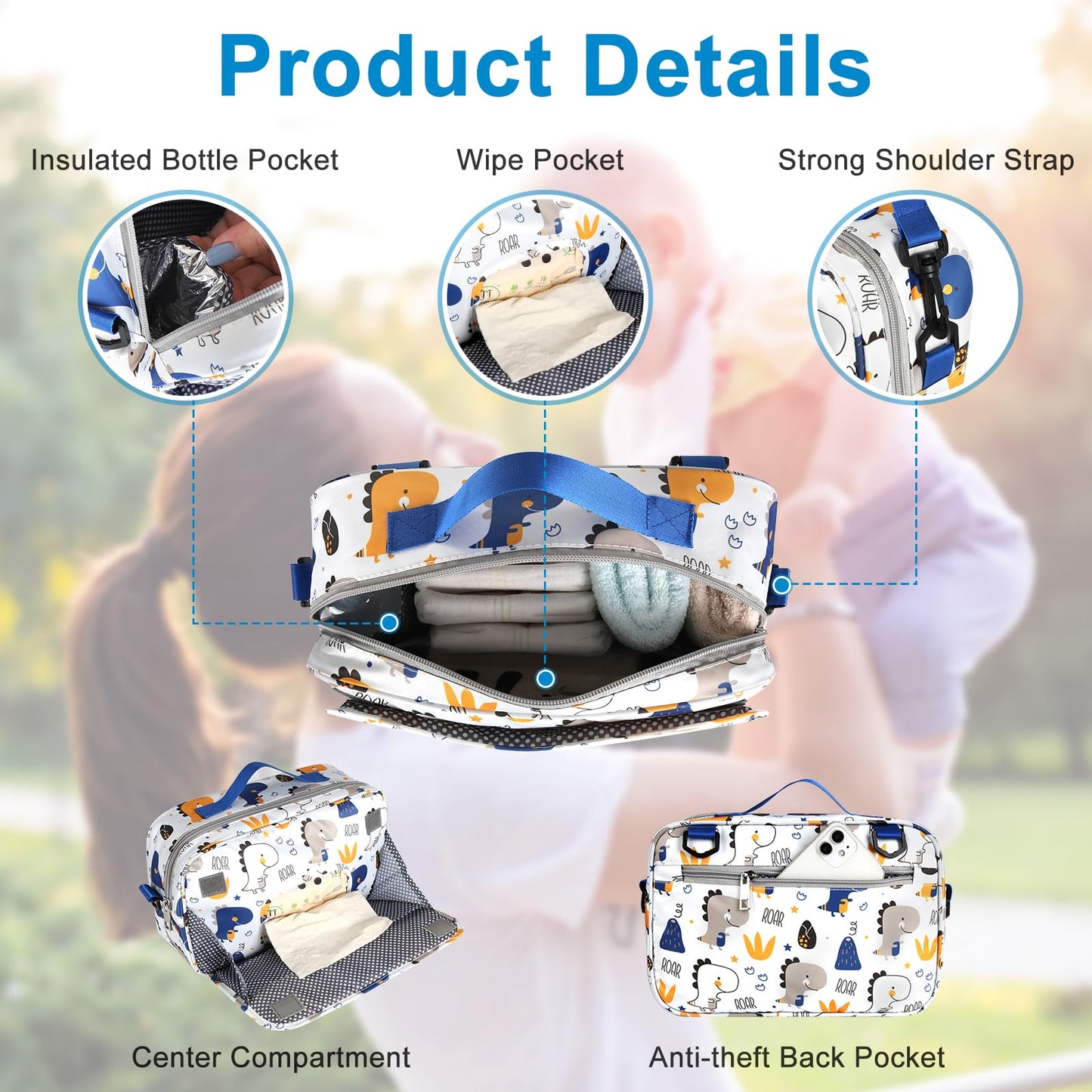 Accmor Stroller Organizer, Universal Stroller Organizer with Insulated Cup Holder Pocket, Dual Purpose Large Capacity Stroller Bag Caddy, Stroller Accessories Fits for Uppababy, Doona, Nuna Strollers