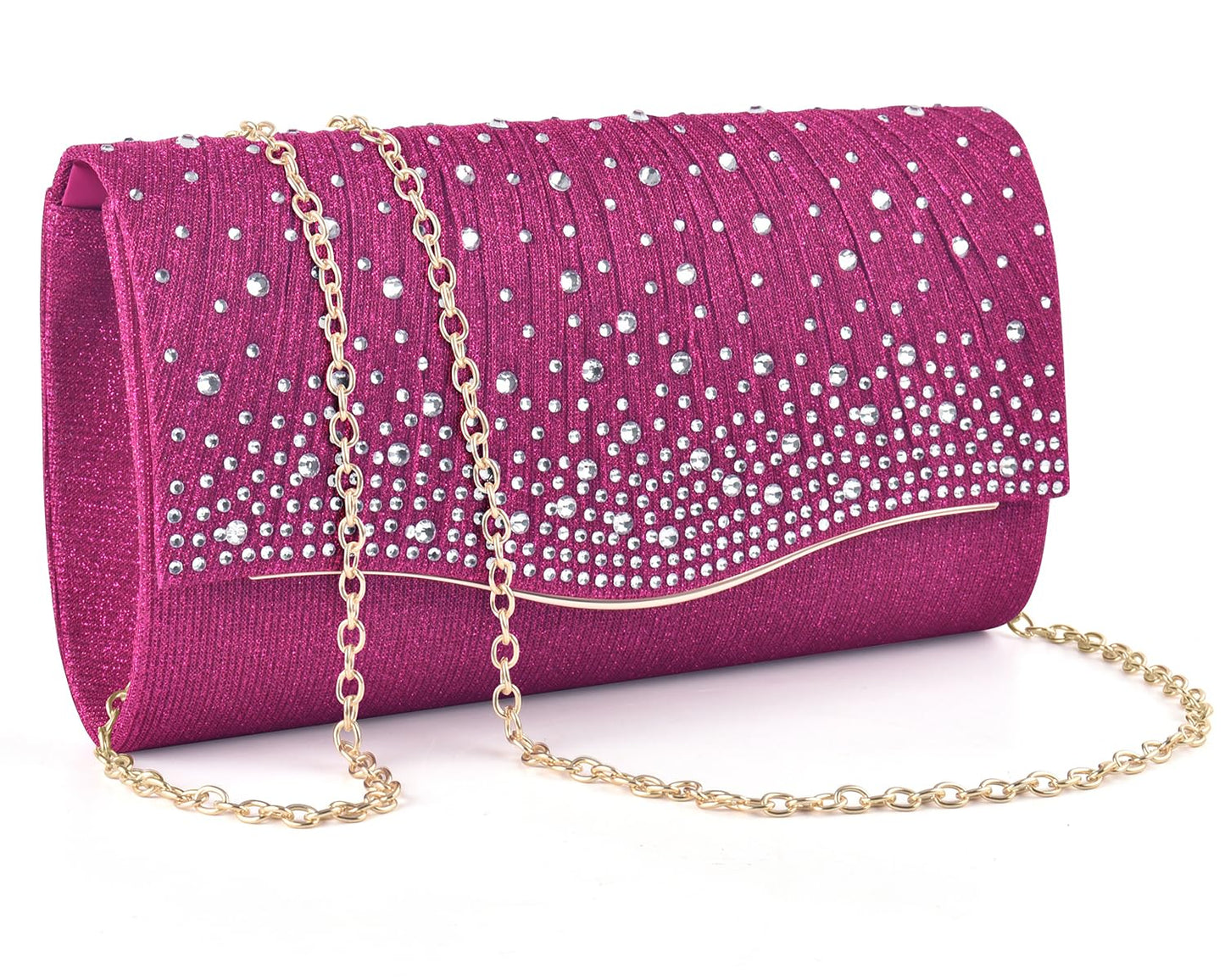 TINDTOP Clutch Purses for Women Evening Handbags for Formal Wedding Party Cocktail Prom Crossbody Shoulder Envelope Bag (Rose)