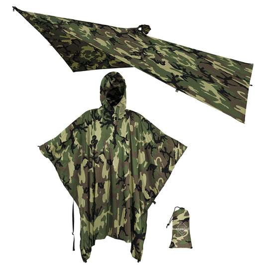 onewind Hooded Rain Poncho, Silnylon Rain Coat Versatile Survival Shelter Waterproof Breathable Lightweight Poncho