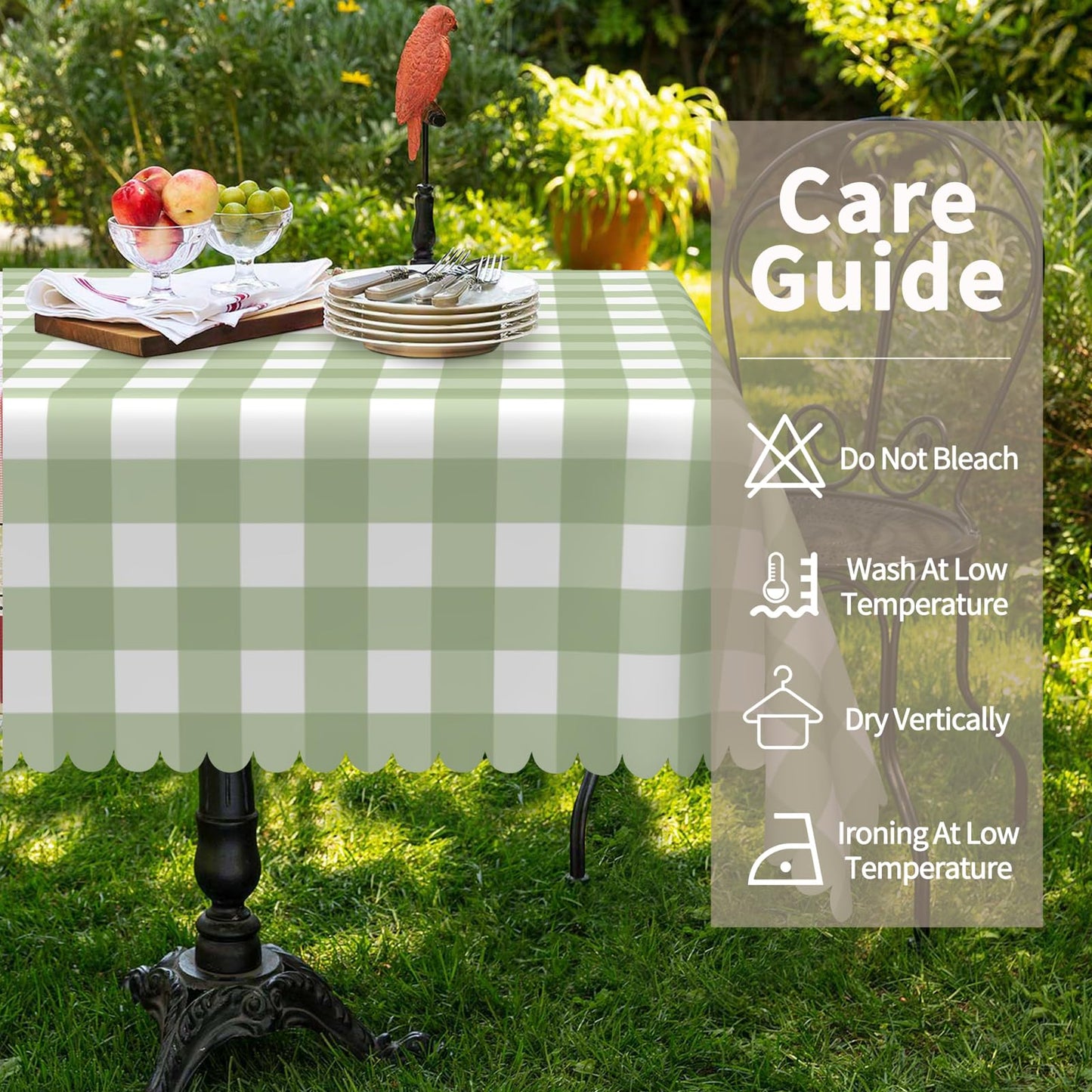 Checkered Tablecloth Rectangle 55"x70" - Green and White Plaid Tablecloth, Washable and Anti-Wrinkle Gingham Table Cloth for Spring Summer Picnic Dinner Restaurant Outdoor