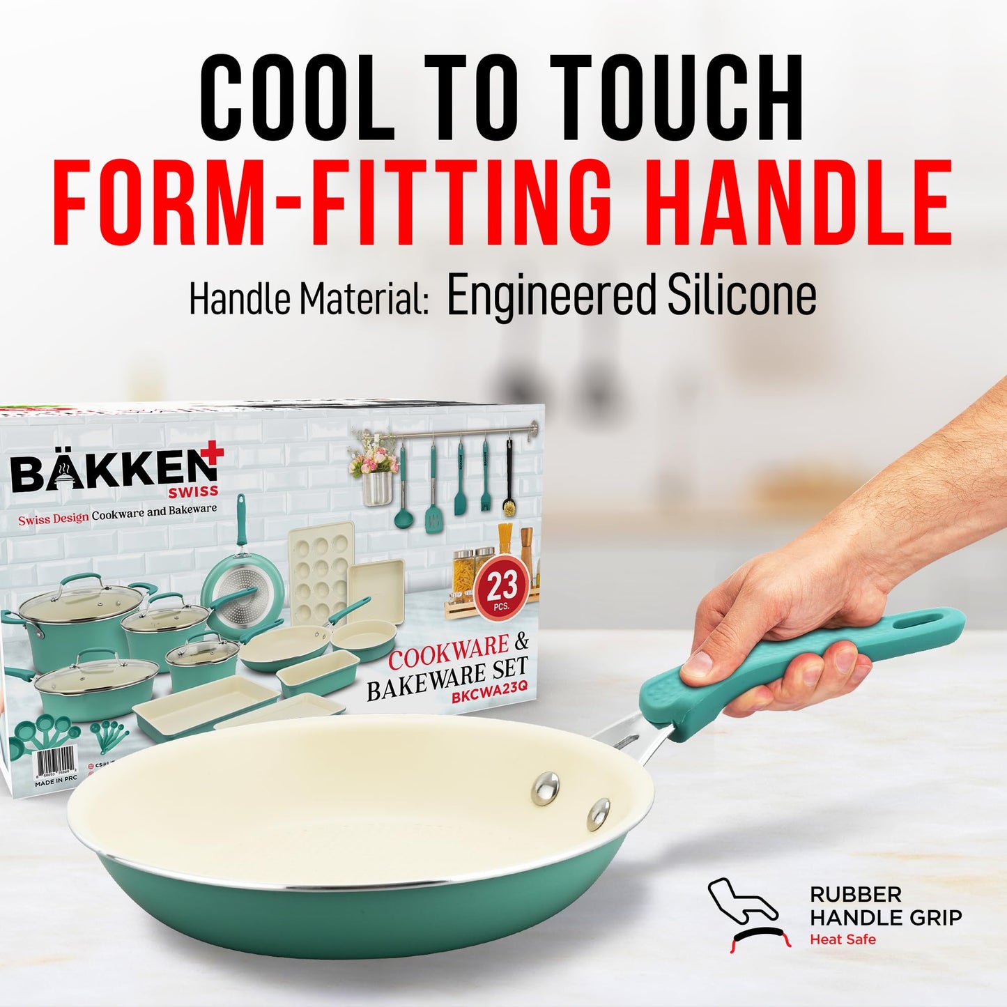 Pots and Pans Set, 23-Piece Non Stick Cookware & Bakeware Sets with Plaid Pattern, Stackable Design, Dishwasher Safe, Stain-resistant, Oven & All-Stove Safe, Tempered Glass Lid, Aqua