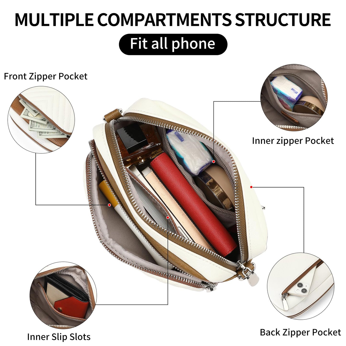 SENDEFN Crossbody Bags for Women Vegan Leather Purses Small Shoulder Handbags with Wide Strap