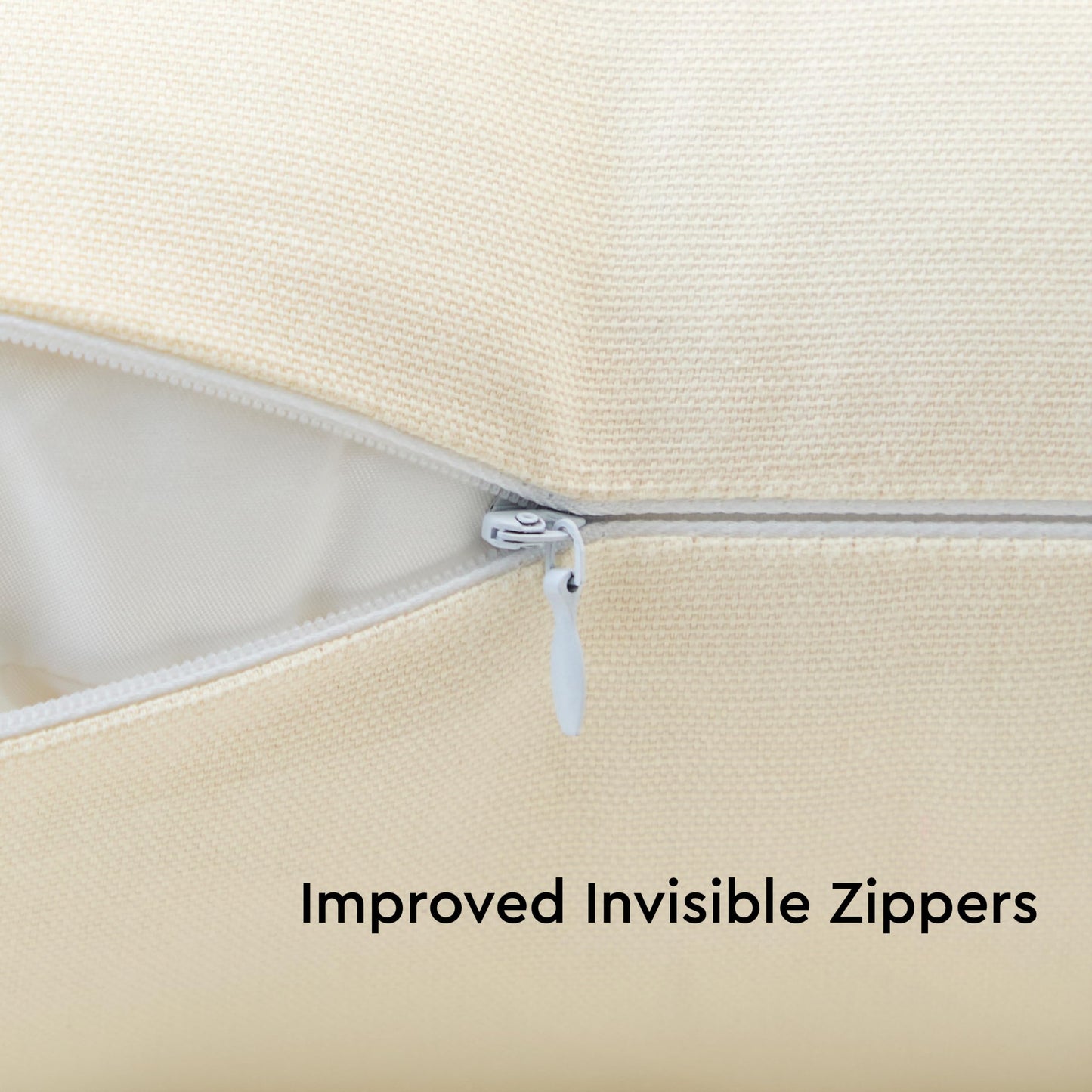 Encasa XO Throw Pillow Covers 18x18 in Set of 2 Natural | No Inserts | Cotton Pillow Covers for Living Room, Bed, Sofa, Couch | Decorative Cushion Covers with Improved Zippers