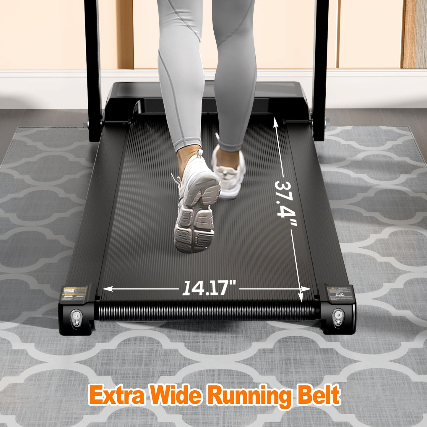 FYC Folding Treadmill with Handles, Treadmills for Home Small Spaces, 2.5HP Foldable Treadmills with LED Display, 300 LBS Capacity, Walking Pad Treadmill with Handle Bar