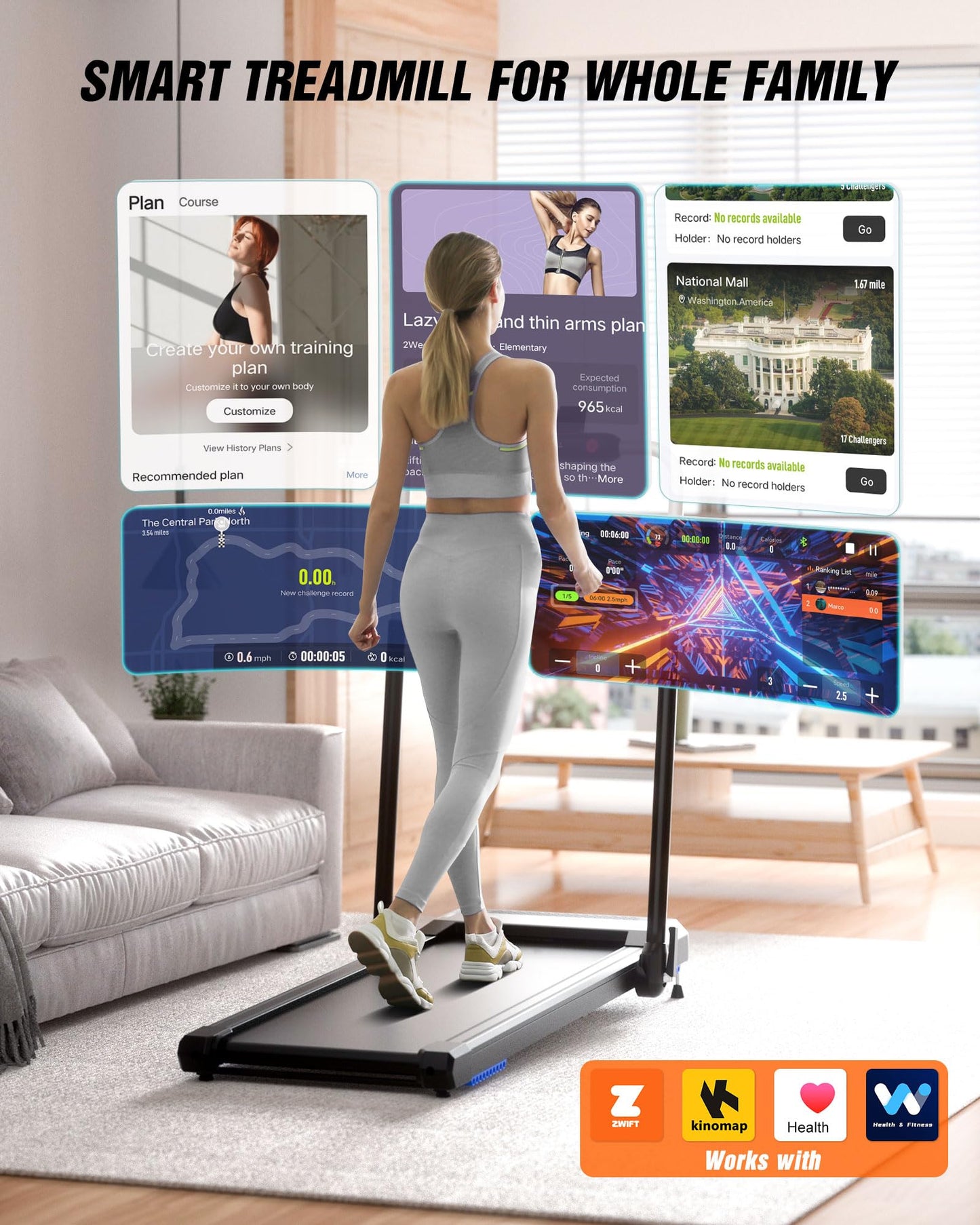 WELLFIT Walking Pad Treadmill with 10% Incline, Under Desk Treadmill for Home/Office, 2 in 1 Folding Treadmills with APP/Remote Control and LED Display, 0.6-7.6 MPH 360 lbs Capacity