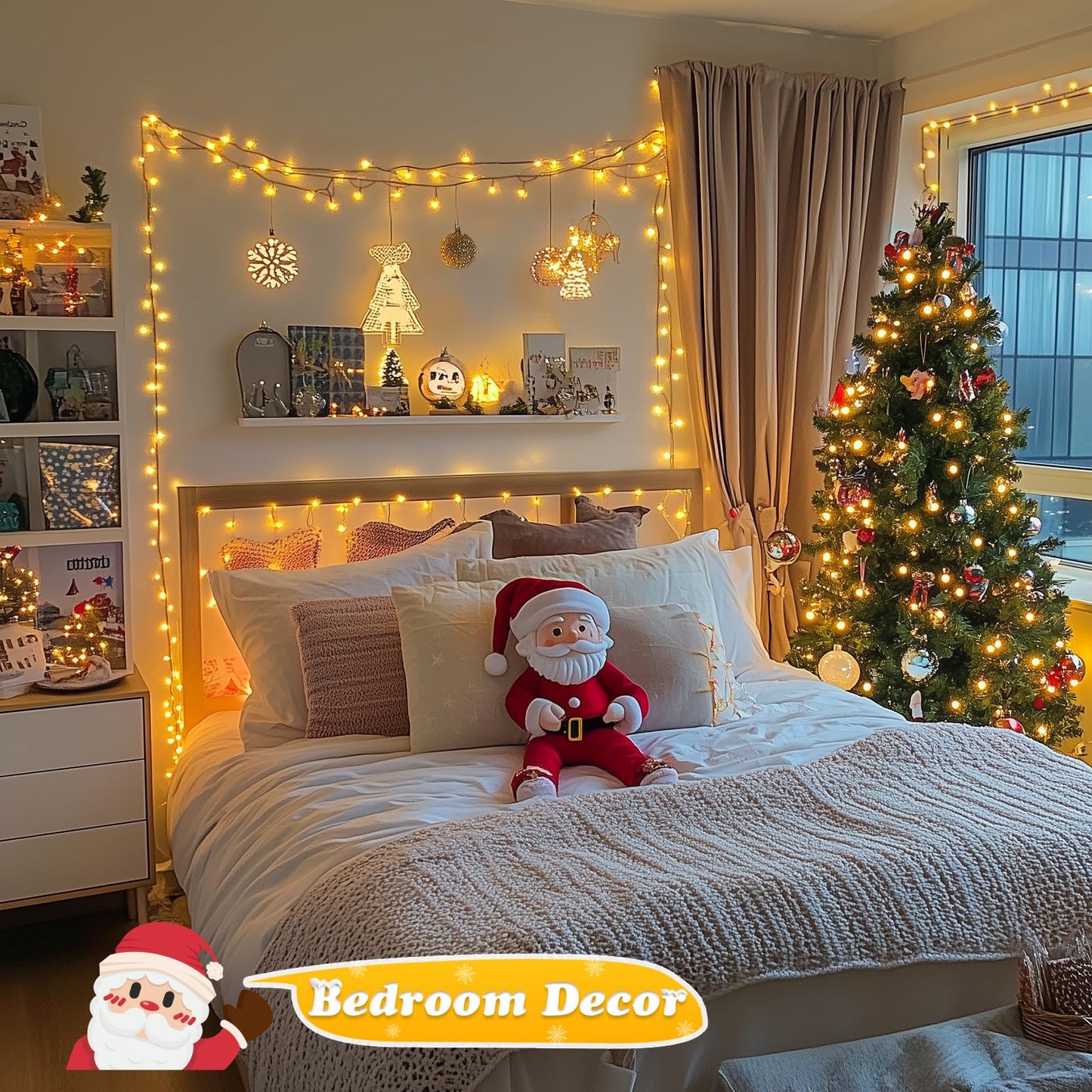 JMEXSUSS 500 LED Christmas Lights Outdoor, 173ft Warm White String Lights for Outside, 8 Modes Plug in Christmas Tree Light for Holiday Tree Indoor Ceiling House Decorations