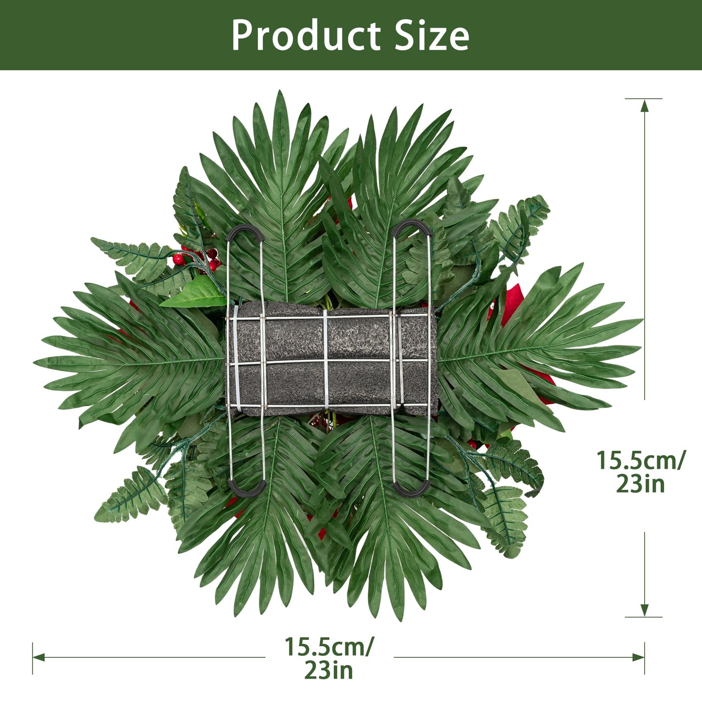 Uqueeten Poinsettia Flowers Artificial Christmas Grave Decorations for Cemetery Sympathy Flowers Cemetery Vases for Grave Fake Flowers Christmas Cemetery Decorations Plastic Christmas Flowers (Red)