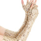 BABEYOND Opera Gloves for Women - Long Fingerless Sequin Sparkling Glitter Gloves Tea Party Stretchy Adult Size Elbow Length