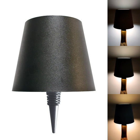 BENCAMAO Wireless Bottle lamp,LED Rechargeable Wine Bottle Lights for Party Decor,Wedding, Home Bar,Long Lasting Cordless Lights for Outdoor/Indoor, Warm White & Color Changing, Gift Idea（Black）