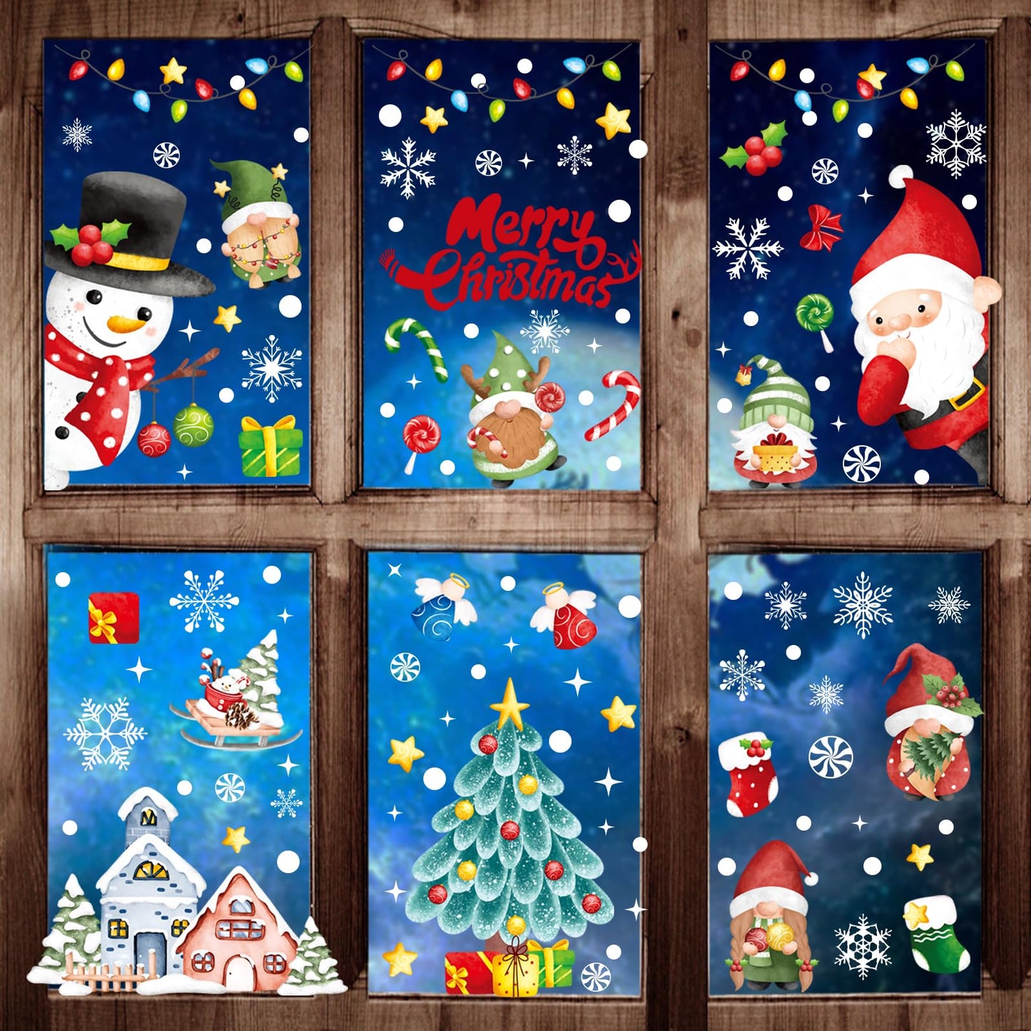 AOWDIAO Christmas Decorations 210 Pcs Christmas Window Clings for Glass Double-Side Reusable Cute Winter Holiday Window Stickers Decals Kids Home Decor
