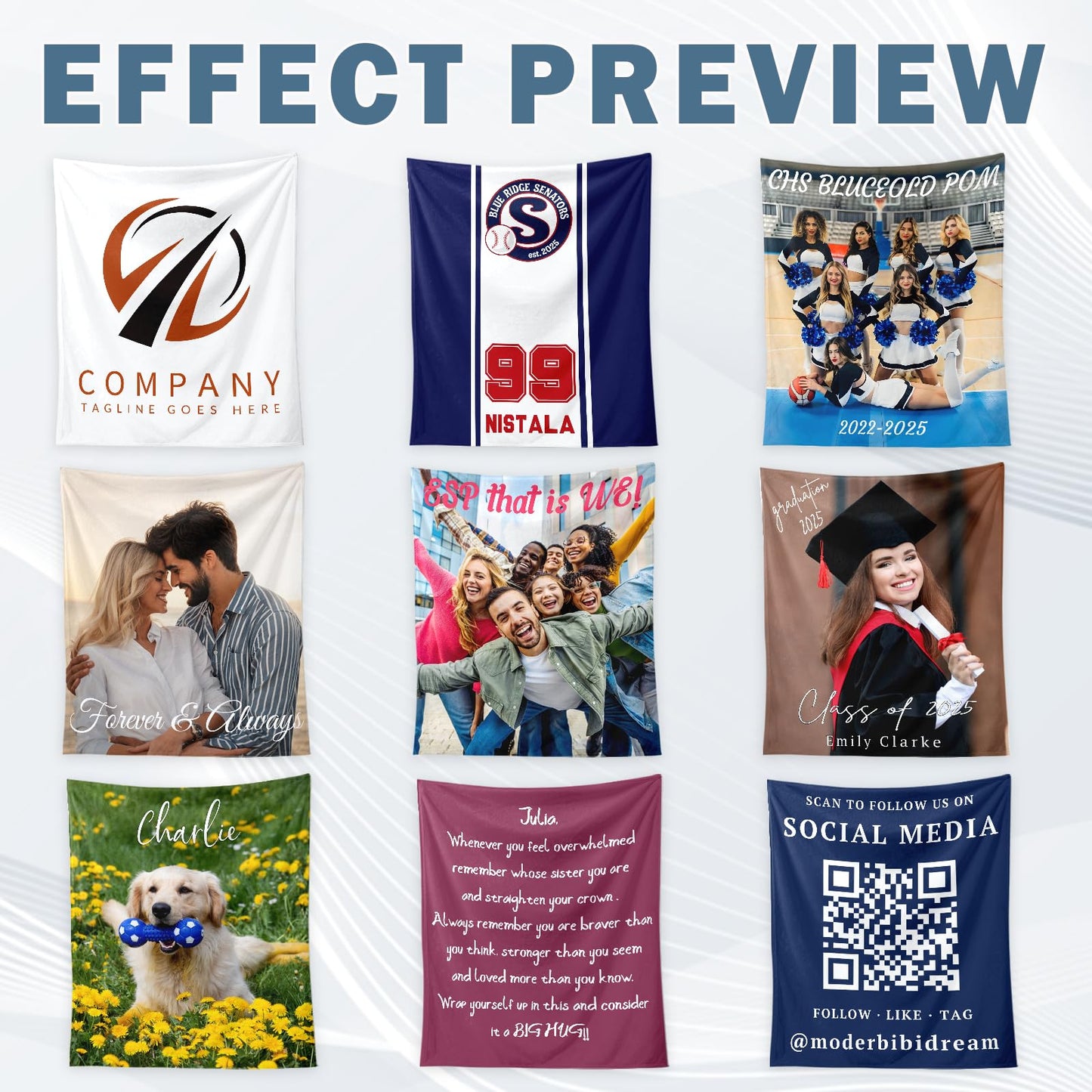 Custom Blanket with Your Design Text Logo Picture, Personalized Logo Blanket Bulk, Fully Customizable Flannel Throw Blankets for Business Team Company Employee Appreciation Bulk Gifts (1, 40"x 50")