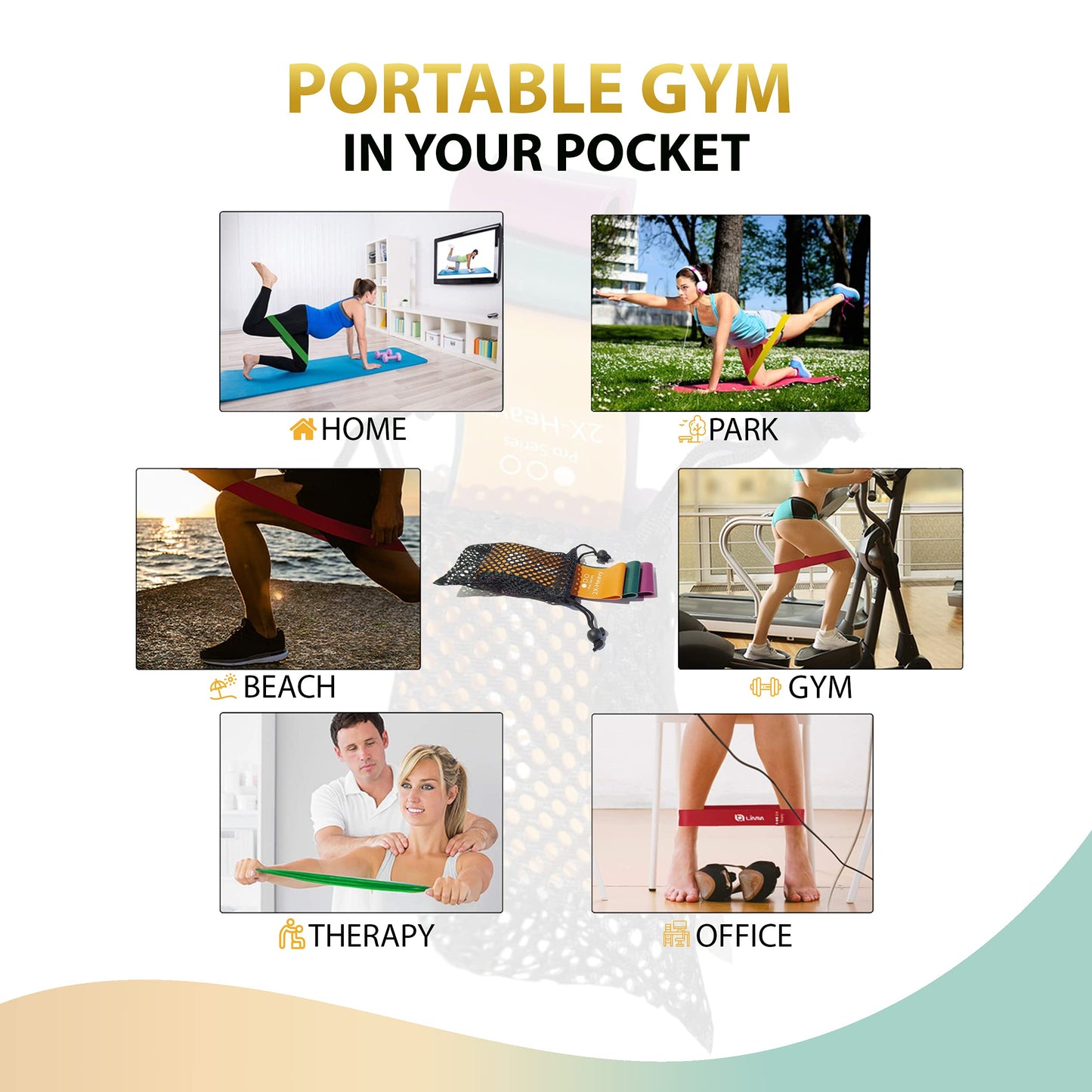 Limm Resistance Loop Exercise Bands - Set of 3 Bands for Working Out with Instruction Guide & Carry Bag - Mini Resistance Bands for Home Workouts, 12" x 2"