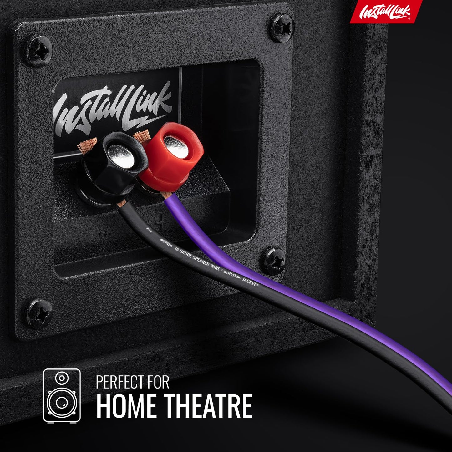 Install Link 16 AWG Gauge Speaker Wire Cable (30 Feet) Stereo, Car or Home Theater, CCA