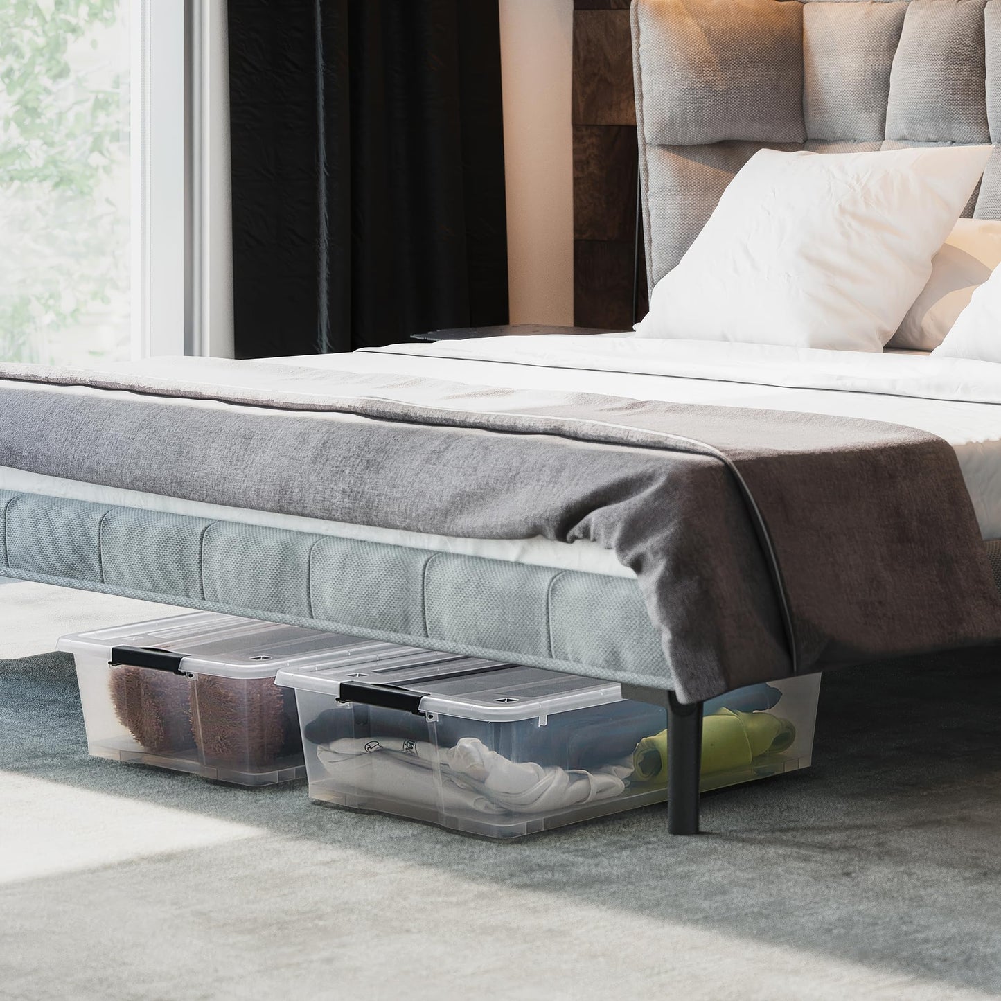 Sorbus 40 Qt Plastic Storage Bins with Lids for Under Bed Storage - Clear, Stackable Storage Containers, Large Organizing Boxes, Heavy Duty Totes for Clothes, Dorm Essentials (2 Pack)