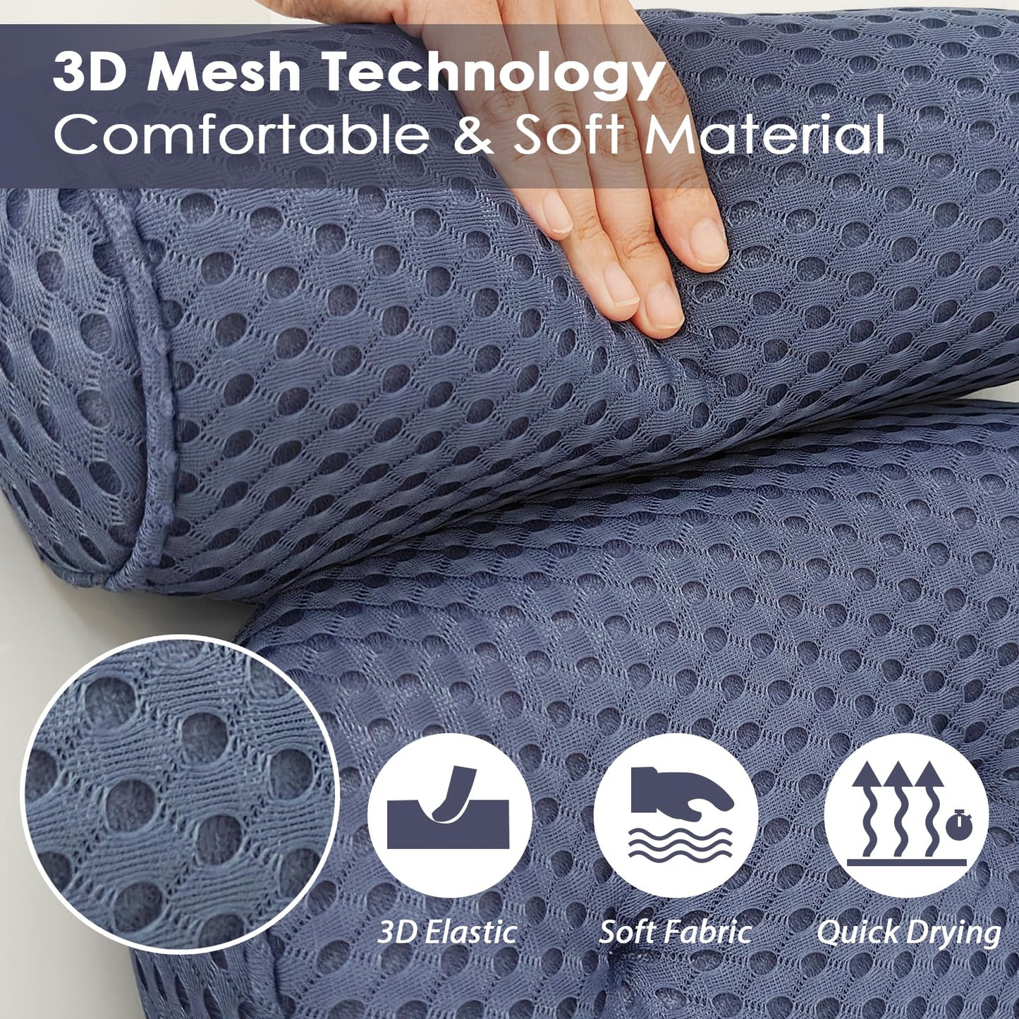 AEROiVi Luxury Bath Pillows for Tub，Bath Pillow Bathtub Pillows for Head and Neck Support Bath Cushion Made from Soft Spacer Mesh Material with Suction Cups (Dark Blue)