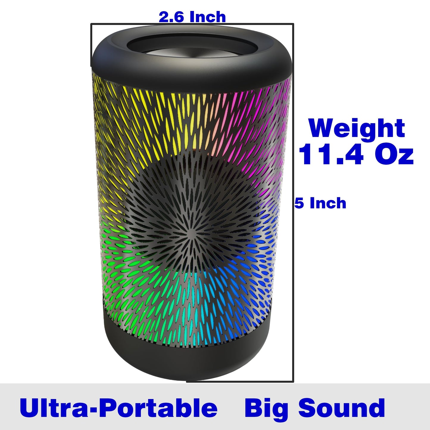 MAWODE Mini Bluetooth Speaker, 24H Playtime, Wireless Outdoor IPX6 Waterproof, 90dB Loud Sound, Stereo Pairing, Portable with RGB Party Lights, Camping Light, Support USB, Aux & TF Card (T10 Pro RGB)