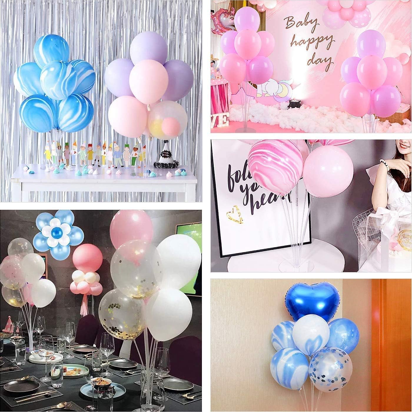 Balloon Stand Kit for Party and Wedding Decorations Celebrations 4 Sets Balloon Stands fot Table with 28 Sticks 28 Cups and 4 Bases