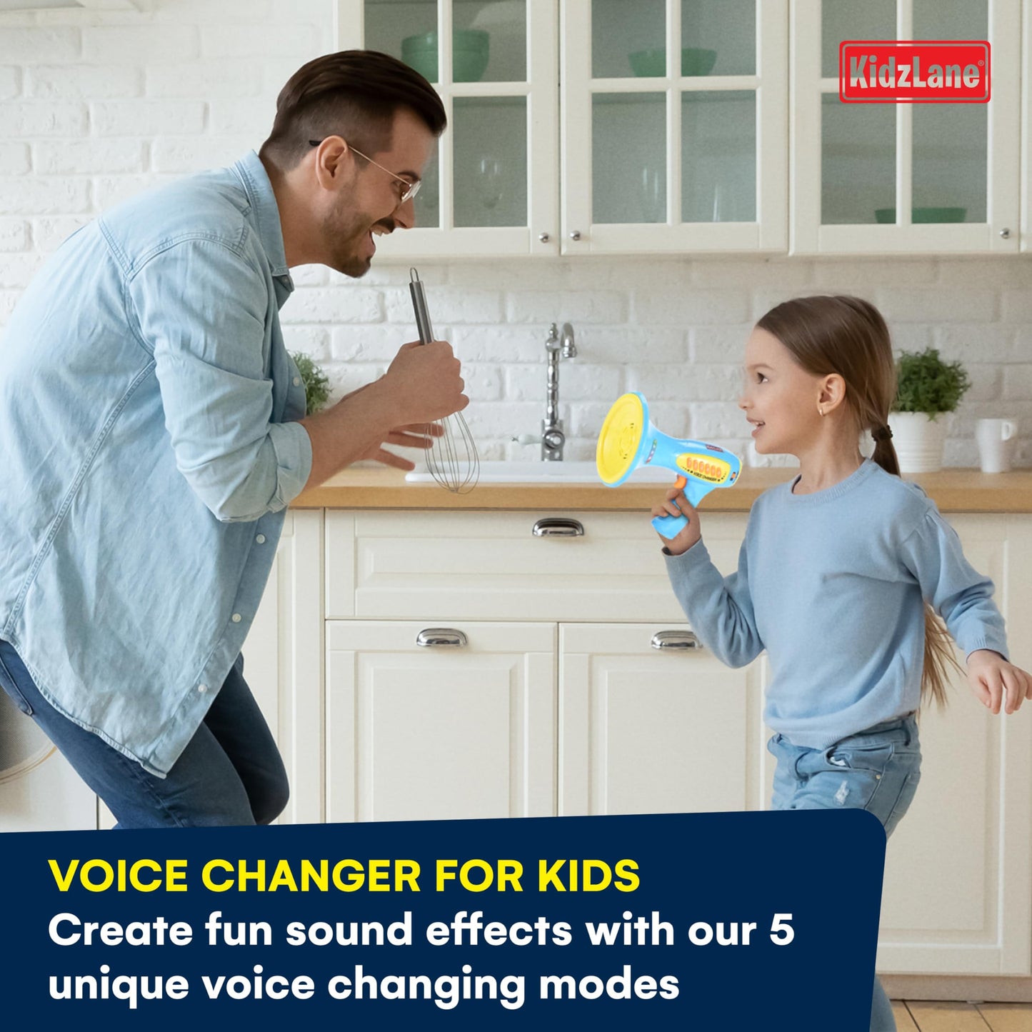Kidzlane Voice Changer for Kids - Kids Megaphone for Kids Function, LED Lights, and 5 Different Sound Effects - Kids Voice Changer Toy for Kids, Girls, Boys, Teens Age 5 Years and Up - Blue