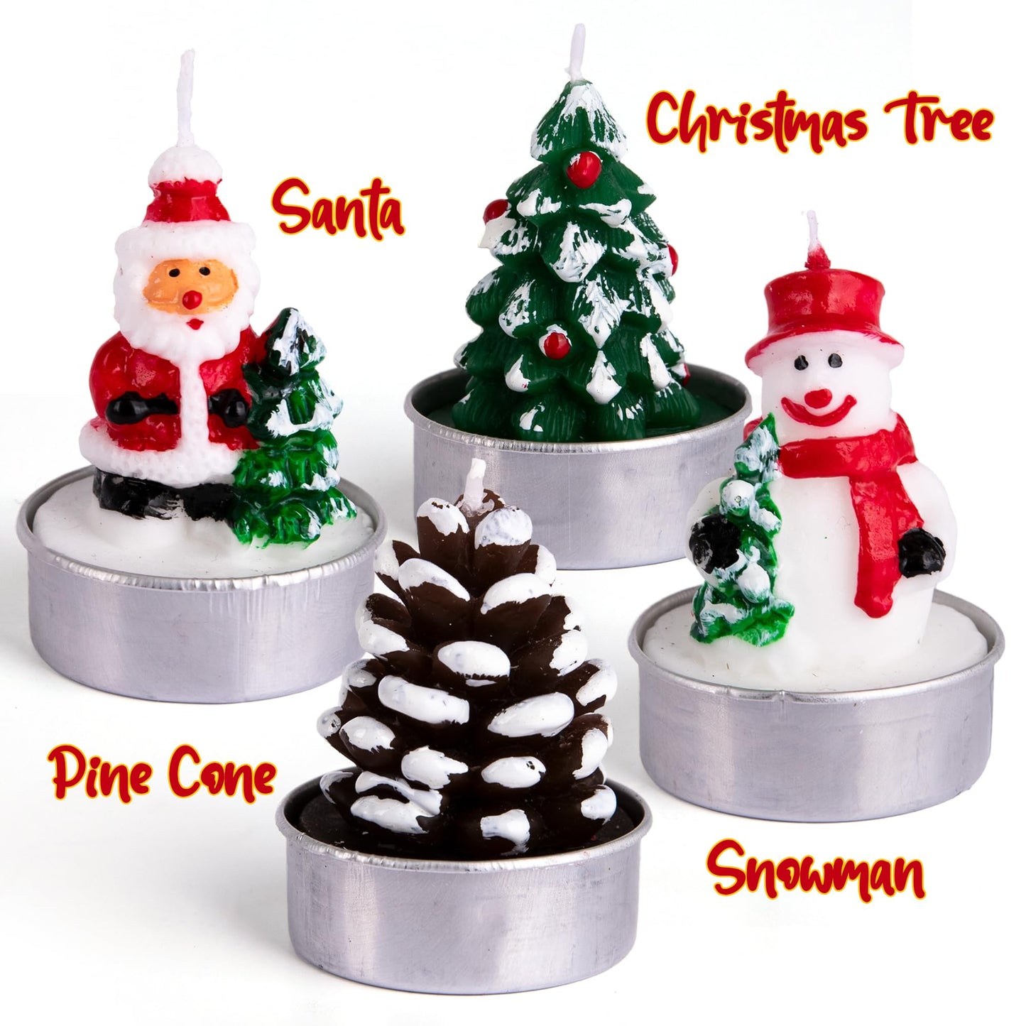 ArtCreativity Bulk Christmas Candle Set - Includes 12 Christmas Tealight Candles in Festive Designs - Indoor Christmas Decorations - Xmas Party Supplies - Tealight Candles (Bulk) for Holiday Décor
