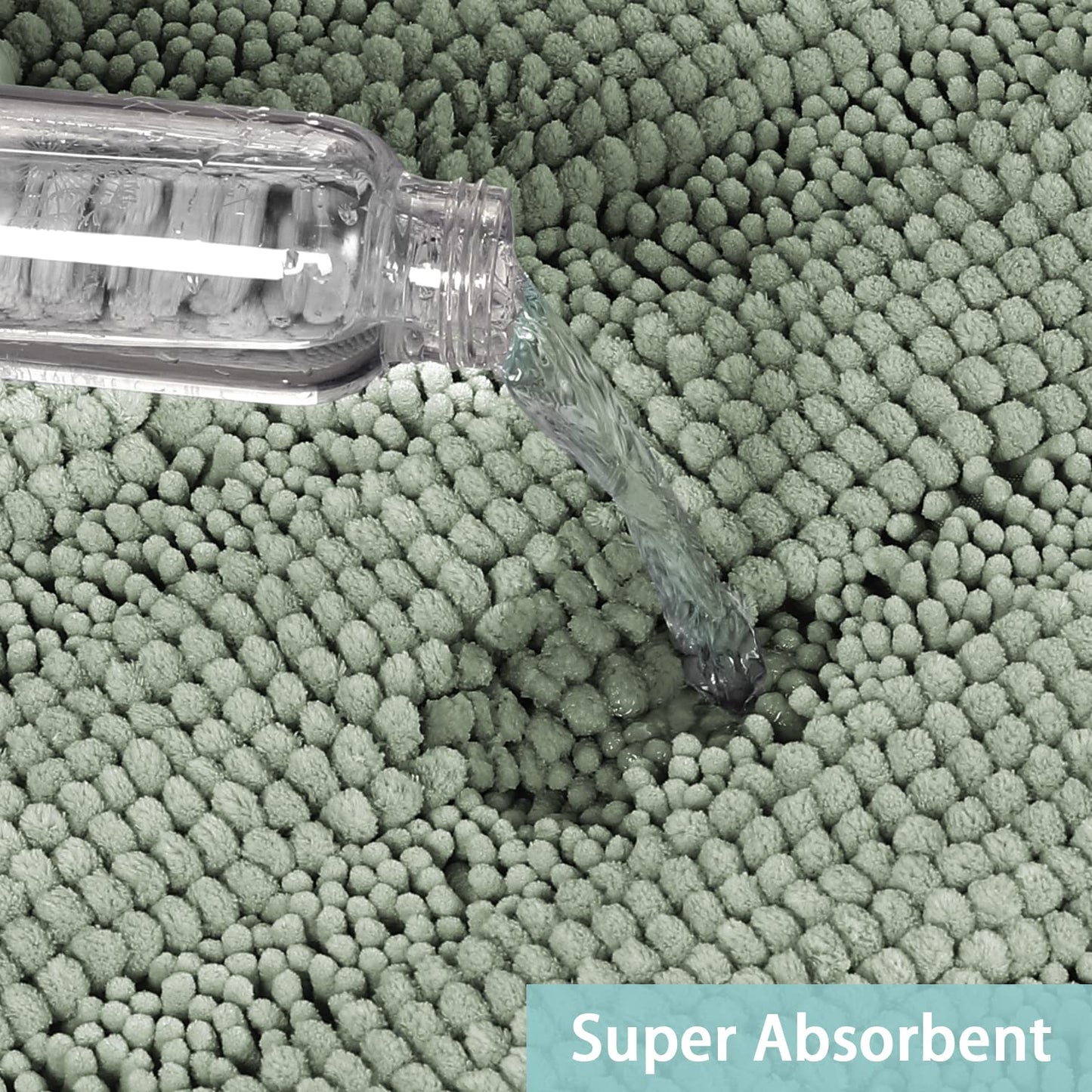 Turquoize Sage Green Bathroom Rugs Runner Extra Long 47 x 17 Large Bath Mat Plush Shaggy Chenille Bathroom Rug Non-Slip Bath Rug Runner Extra Soft & Absorbent Thick Floor Mats, Machine Washable, Sage