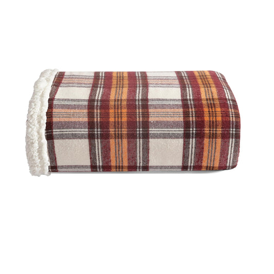 Eddie Bauer - Throw Blanket, Reversible Sherpa Fleece Bedding, Home Decor for All Seasons (Edgewood Red, Throw)