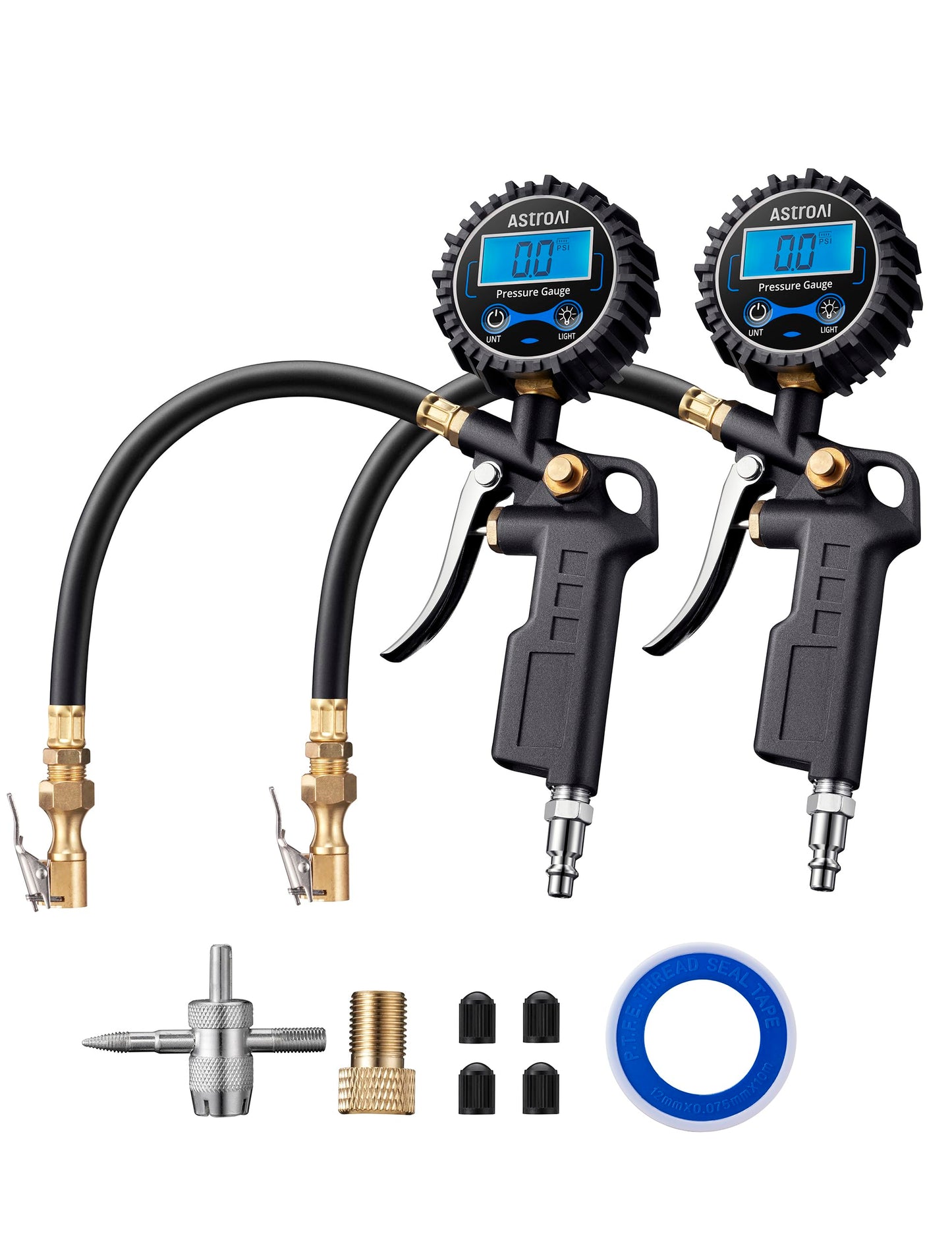 AstroAI Digital Tire Pressure Gauge with Inflator, 3-250 PSI Air Chuck & Compressor Accessories Heavy Duty with Quick Connect Coupler, 0.1 Display Resolution, 1pack