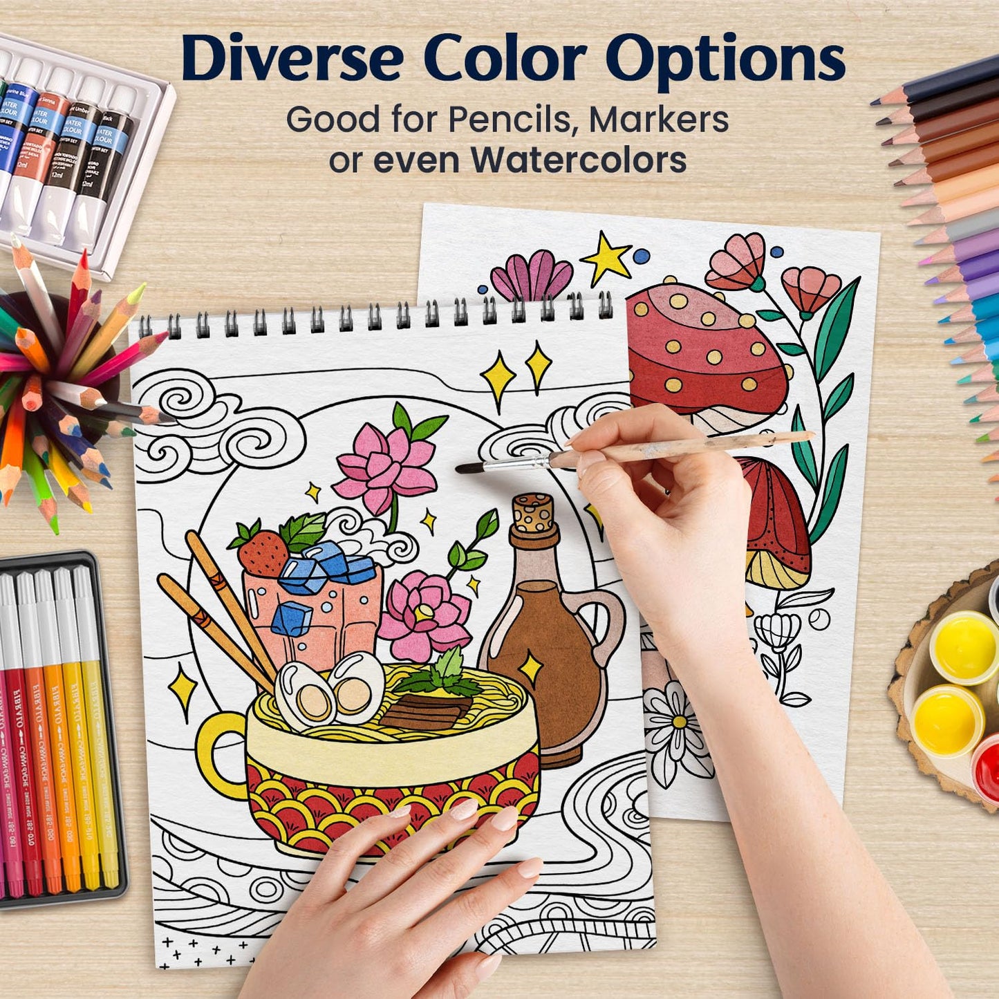 Mindfulness Spiral Bound Coloring Books for Adults Relaxation Thick Paper