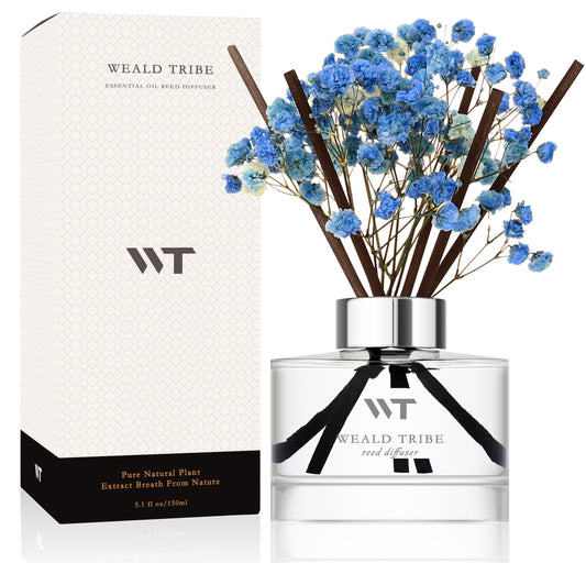 Flower Reed Diffuser Set Cashmere Vanilla Scent for Bathroom Accessories,Christmas Shelf Decor & Air Fresheners, Bedroom Sticks Defusers with 5.1 fl oz Essential Oils, Office Gifts