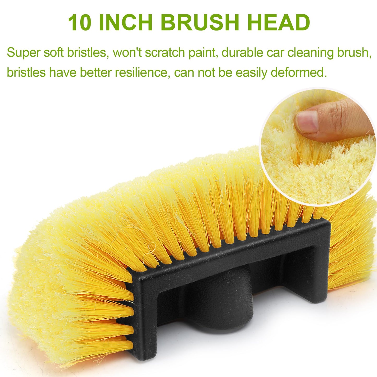 Anyyion 49 Inch Car Wash Brush with 10 Inch Soft Bristle, On/Off Switch for Car Truck Boat Washing Brush, Perfect for Cleaning House Siding, Auto Cars, Trucks, SUV, RV, Floors and More!