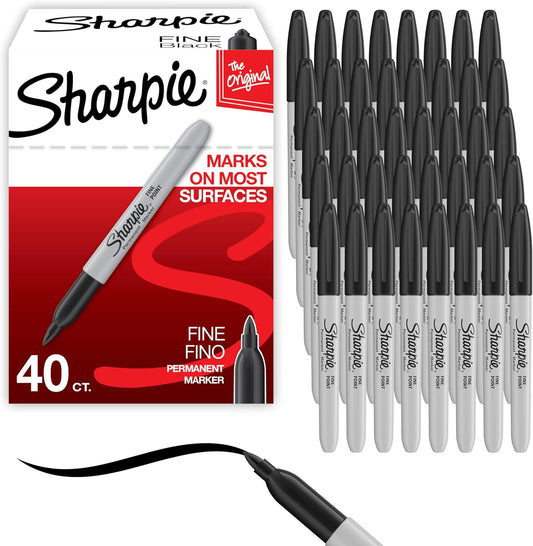 Sharpie Permanent Markers, Fine Tip, Black, 12 Count - For Classroom, Office, & Home, Quick Drying, Fade Resistant, For Wood, Plastic, Paper, Metal, And More, Ideal for Posters, Drawing, Coloring