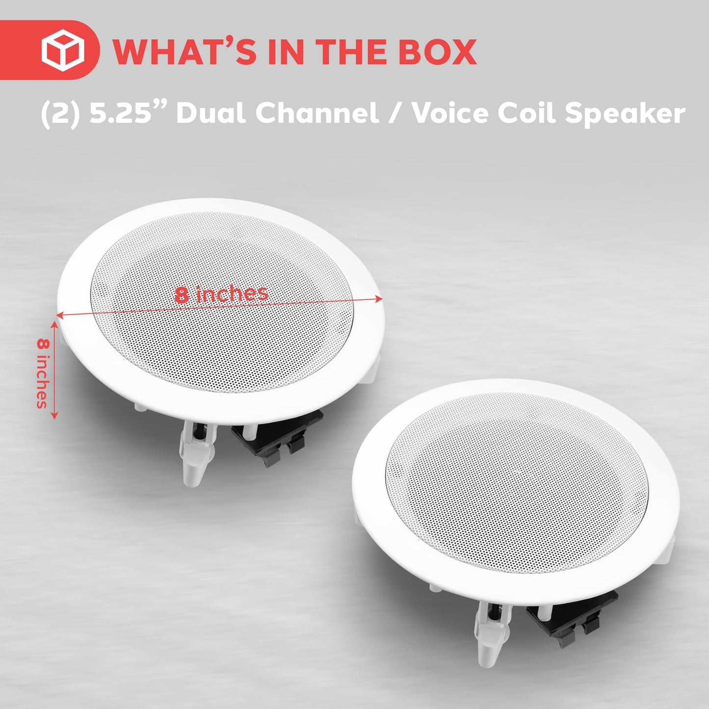 Pyle Pair 5.25” Flush Mount in-Wall in-Ceiling 2-Way Home Speaker System Spring Loaded Quick Connections Dual Polypropylene Cone Polymer Tweeter Stereo Sound 150 Watts (PDIC1651RD) White