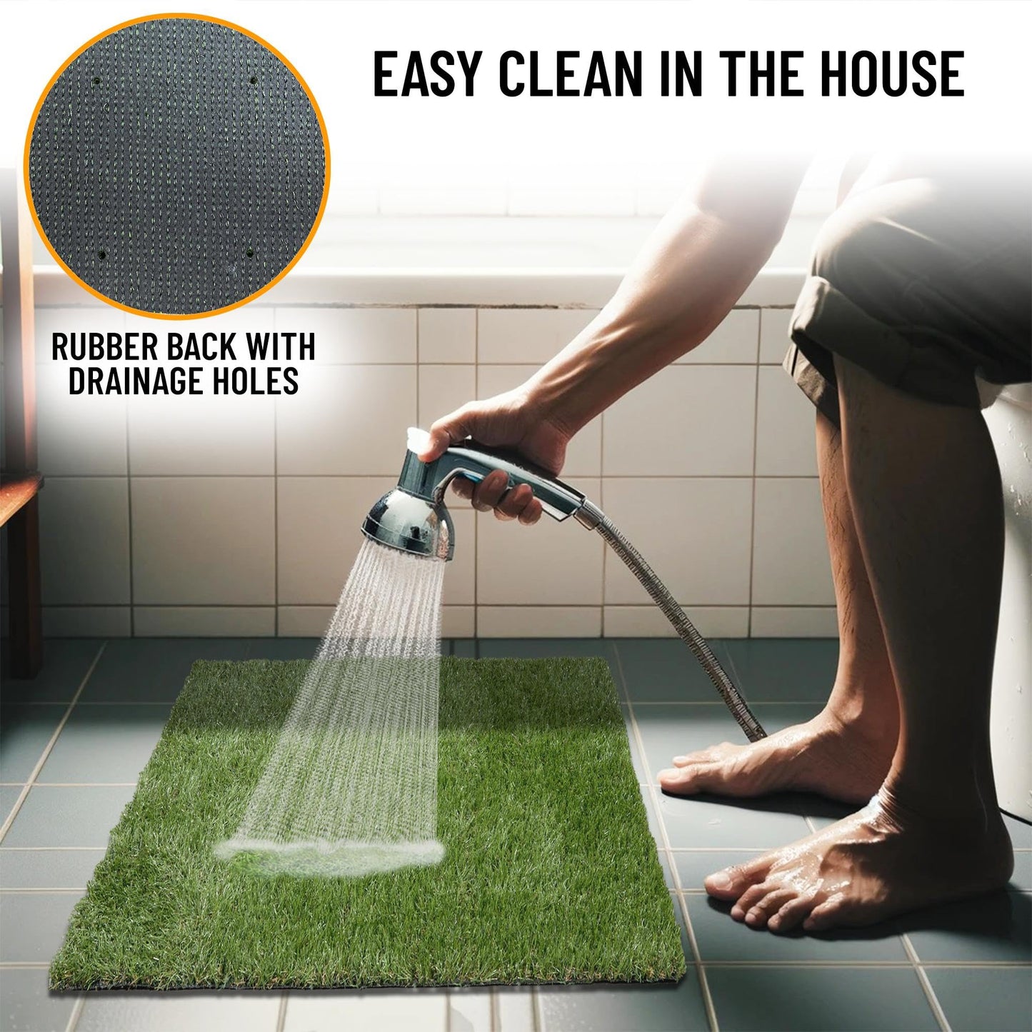 Ottomanson Artificial Grass Puppy Potty Training Pad, 2'7" x 4' Reusable Pee Pad for Small Pets and Dogs