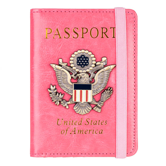 TOURSUIT RFID Passport and Vaccine Card Holder Combo, Travel Document Case Cover, Leather Wallet Organizer Women with Vax Vaccination Protector Slot (Rose Gold)