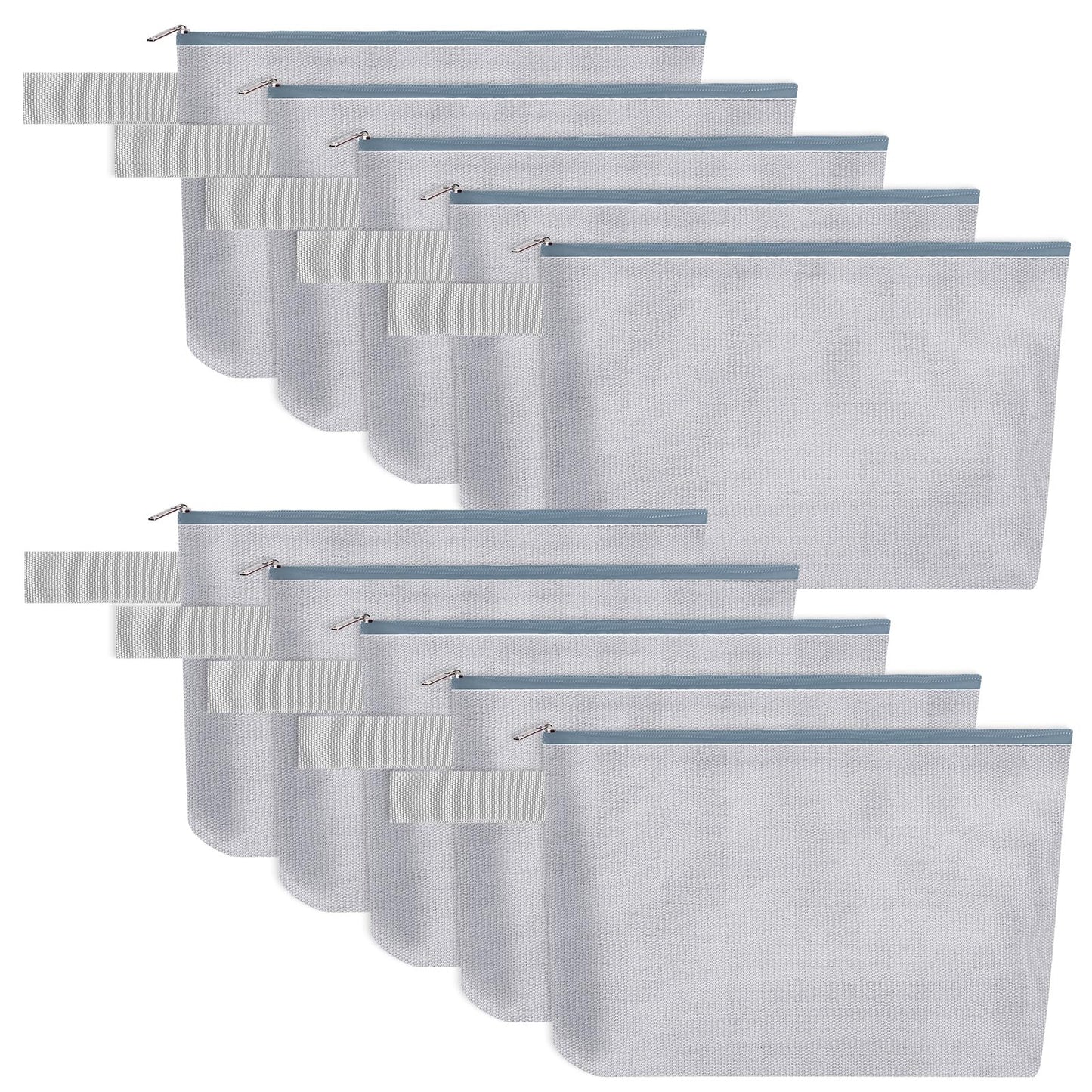 10 Pieces Cotton Canvas Makeup Bag with Bottom and Strap, Multi-Purpose Cosmetic Bag with Zipper Travel Toiletry Pouch, Blank DIY Craft Bag (Multicolor 02, S)