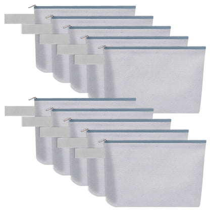 10 Pieces Cotton Canvas Makeup Bag with Bottom and Strap, Multi-Purpose Cosmetic Bag with Zipper Travel Toiletry Pouch, Blank DIY Craft Bag (Multicolor 02, S)