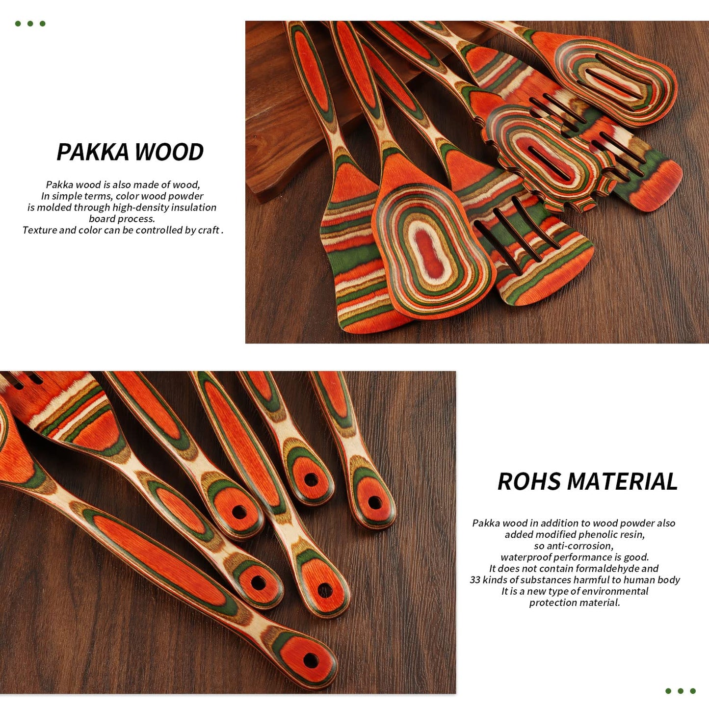 Wooden Spoons for Cooking, WOSPONFAN Kitchen Utensils Set, Pakkawood Kitchen Cooking Utensils Set, Apartment Essentials Wood Serving Spatula spoon, Salad Tongs, Home & kitchen Gift for Women