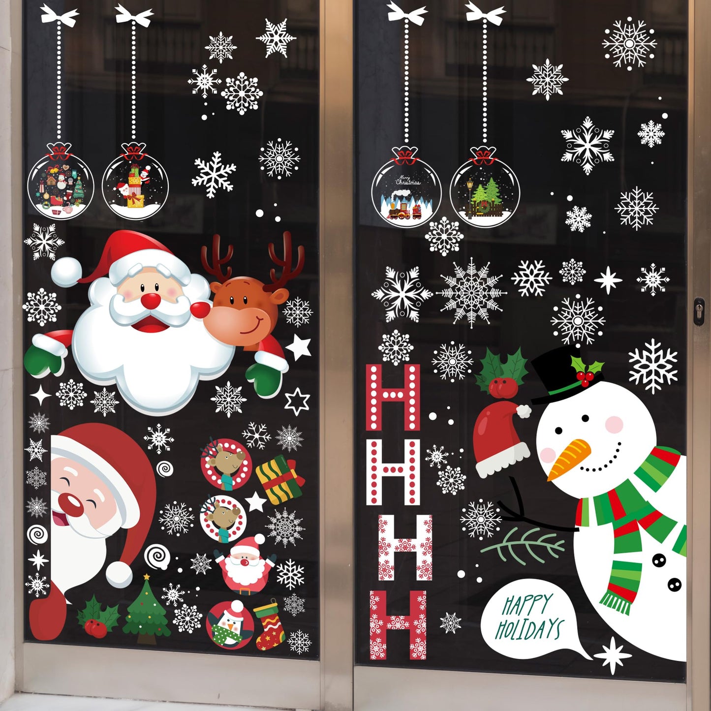 Christmas Window Clings Double Sided Christmas Window Clings Christmas Window Decorations Winter Decorations Window Snowflakes Decal Xmas Decorations for Glass Windows Home School Office