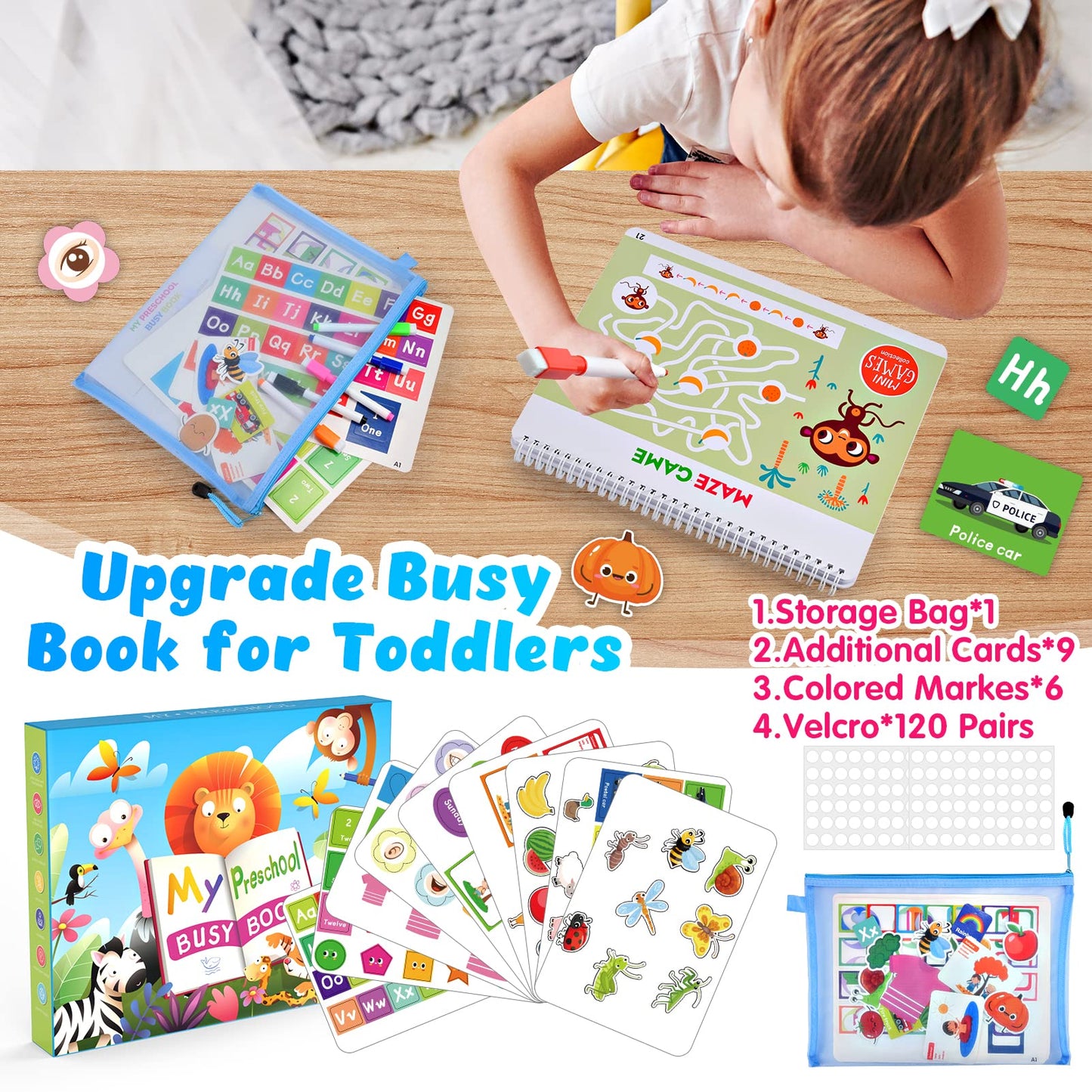 MDINGTD Busy Book for Toddlers, 30 Themes Montessori Preschool Learning Activities Kids Toys Birthday Xmas Gifts for 3-5 Year Olds Boys Girls Early Educational Toys Age 3-5 Autism Learning Materials