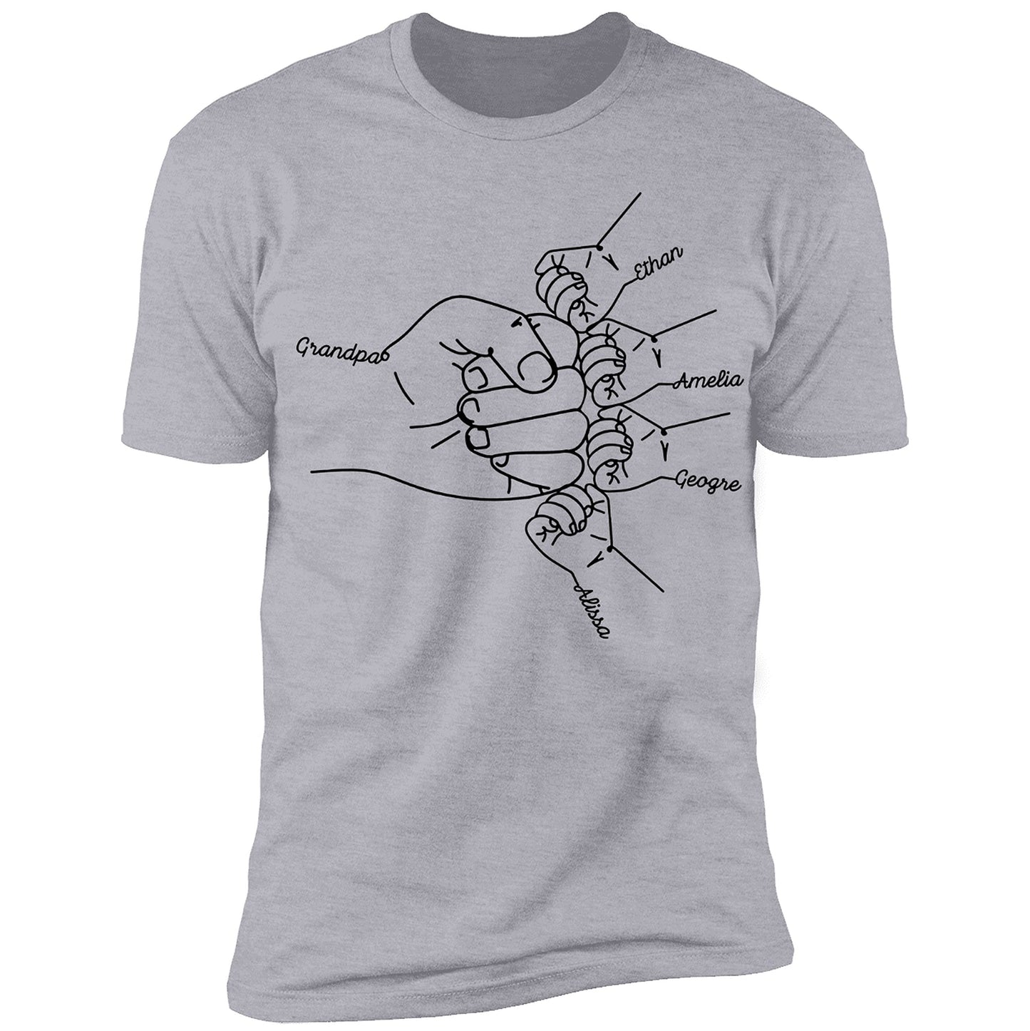 NAZENTI Personalized Fist Bump Dad Grandpa Shirt Custom Father's Day Shirt Gift for Men on Fathers Day Birthday S-4XL