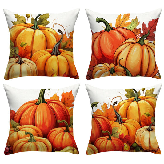 FARMNALL Fall Decorations for Home, Fall Pillow Covers 18x18 Set of 4, Autumn Thanksgiving Decorations and Supplies for Home Sofa Couch Decor