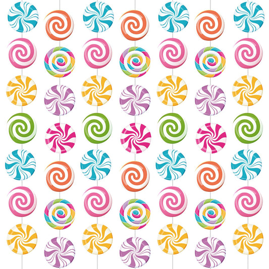 Capoda 8 Pieces Candy Party Decorations Candyland Paper Garlands Candy Paper Cutouts Lollipop Garland Banner Sweet Hanging Decor for Birthday Theme Party Supplies