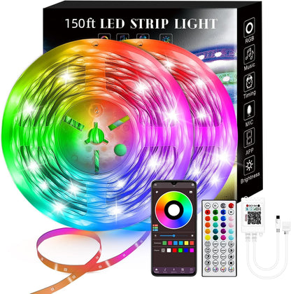 100FT Smart LED Strip Lights RGB Sync to Music with 40 Key Remote Controller LED Lights for Bedroom,Christmas Lights decration (Multi-Colored, 100FT)