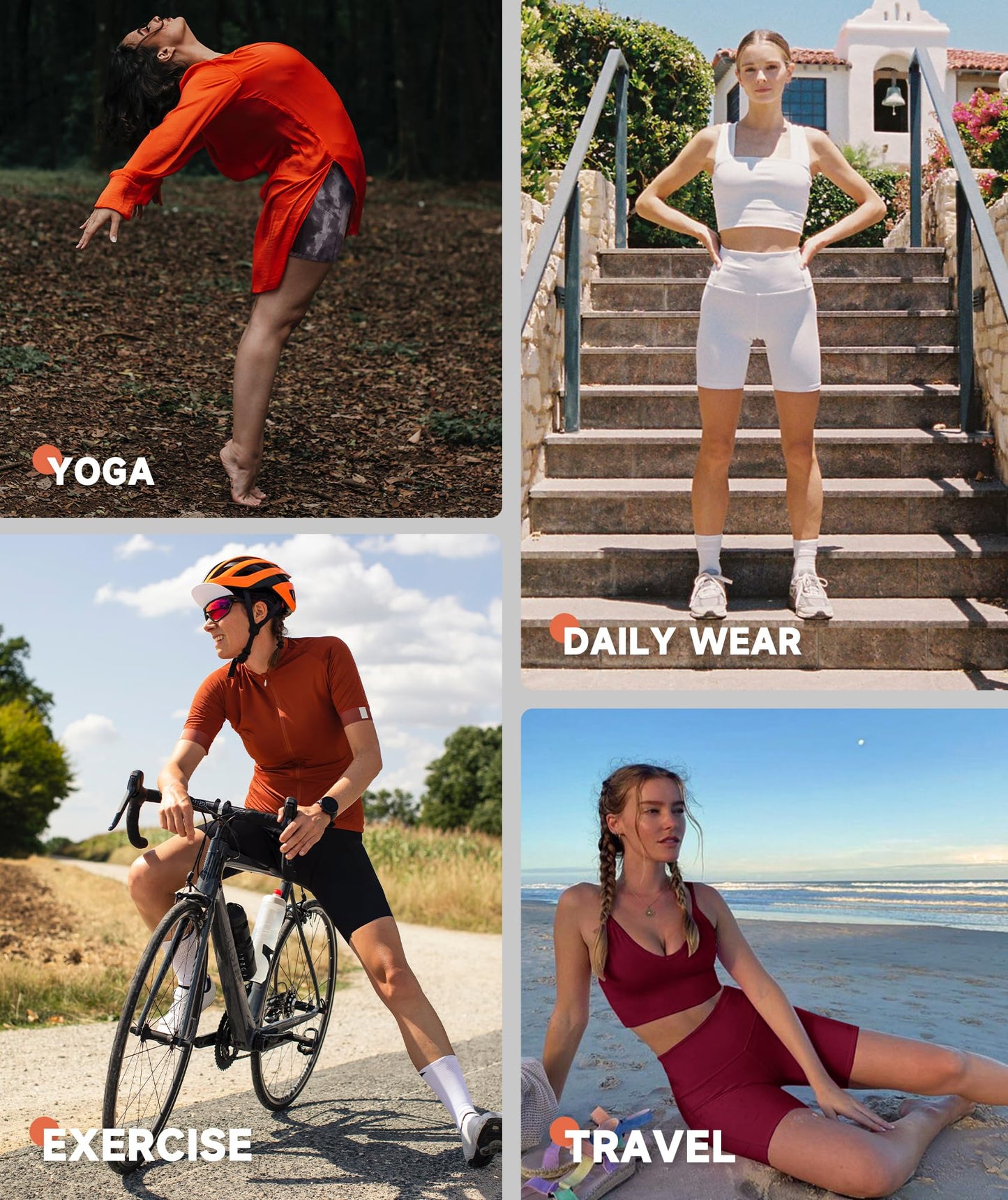 Biker Shorts Women with Pockets - 3"/5"/8" High Waisted Soft Tummy Control Workout Shorts for Yoga Athletic Gym White