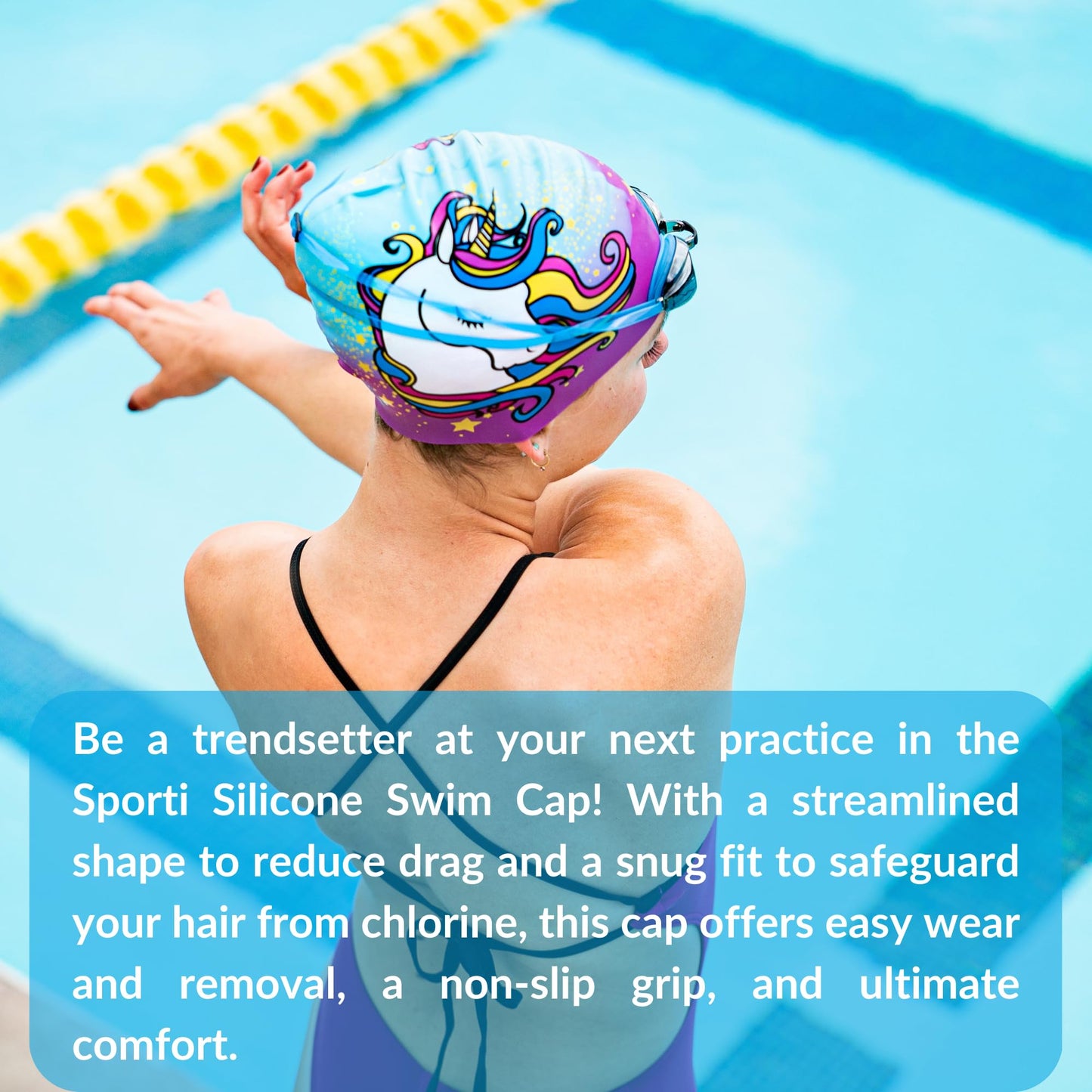 Sporti Fossil Silicone Swim Cap - Black