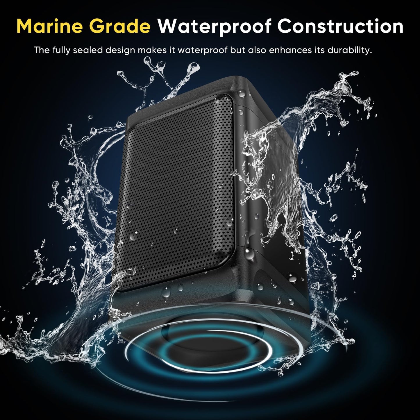 Saiyin Outdoor Indoor Speakers, Marine Grade Mount Speakers, Surround Sound Speakers with Wall Mount Brackets for Boat, Patio, Garage, Home Surround System, One Pair