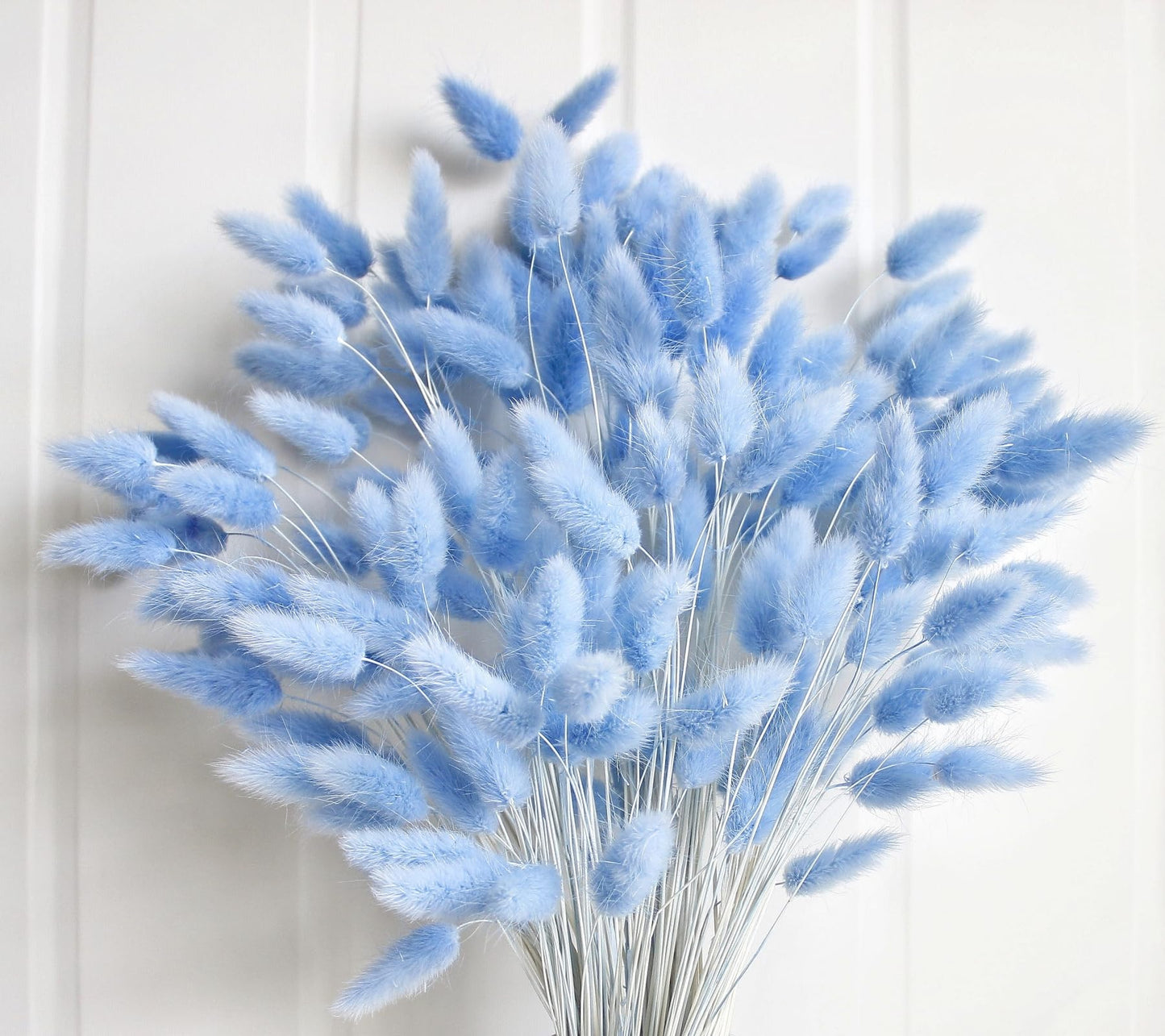 120 PCS Blue Dried Pampas Grass Decor, 17-inch Pompas Floral, Dry Flowers for Decoration, Pampas Grass in Bulk Tall, Blue Bunny Tails Dried Flowers for Boho Wedding Decor