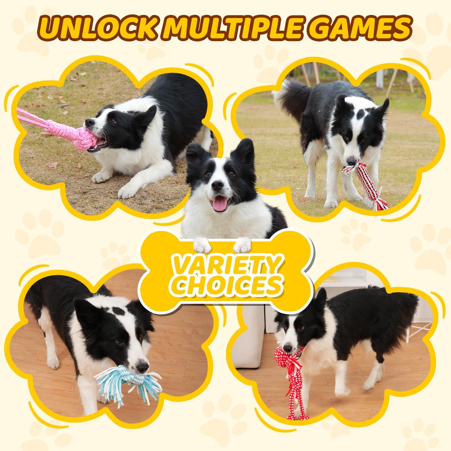 PPTAIO 11 Pack Various Heavy Duty Dog Rope Toys for Large & Medium Dogs Teething, Entertainment & Interaction, Chew Toys with Rope, Training Balls and Dog Squeaky Toys